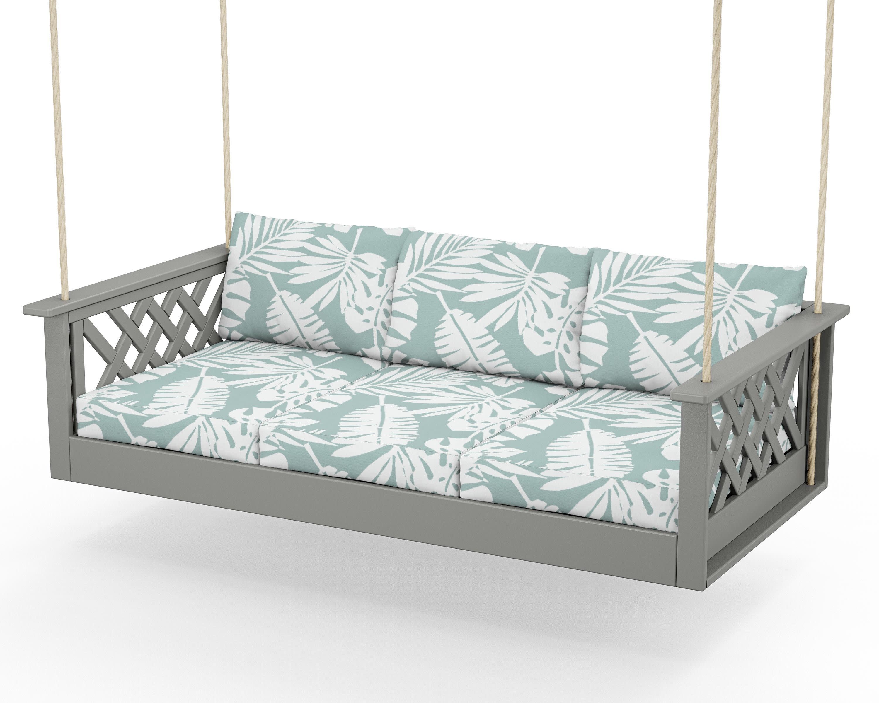 Wovendale Daybed Swing in Slate Grey / Leaf Glacier Spa