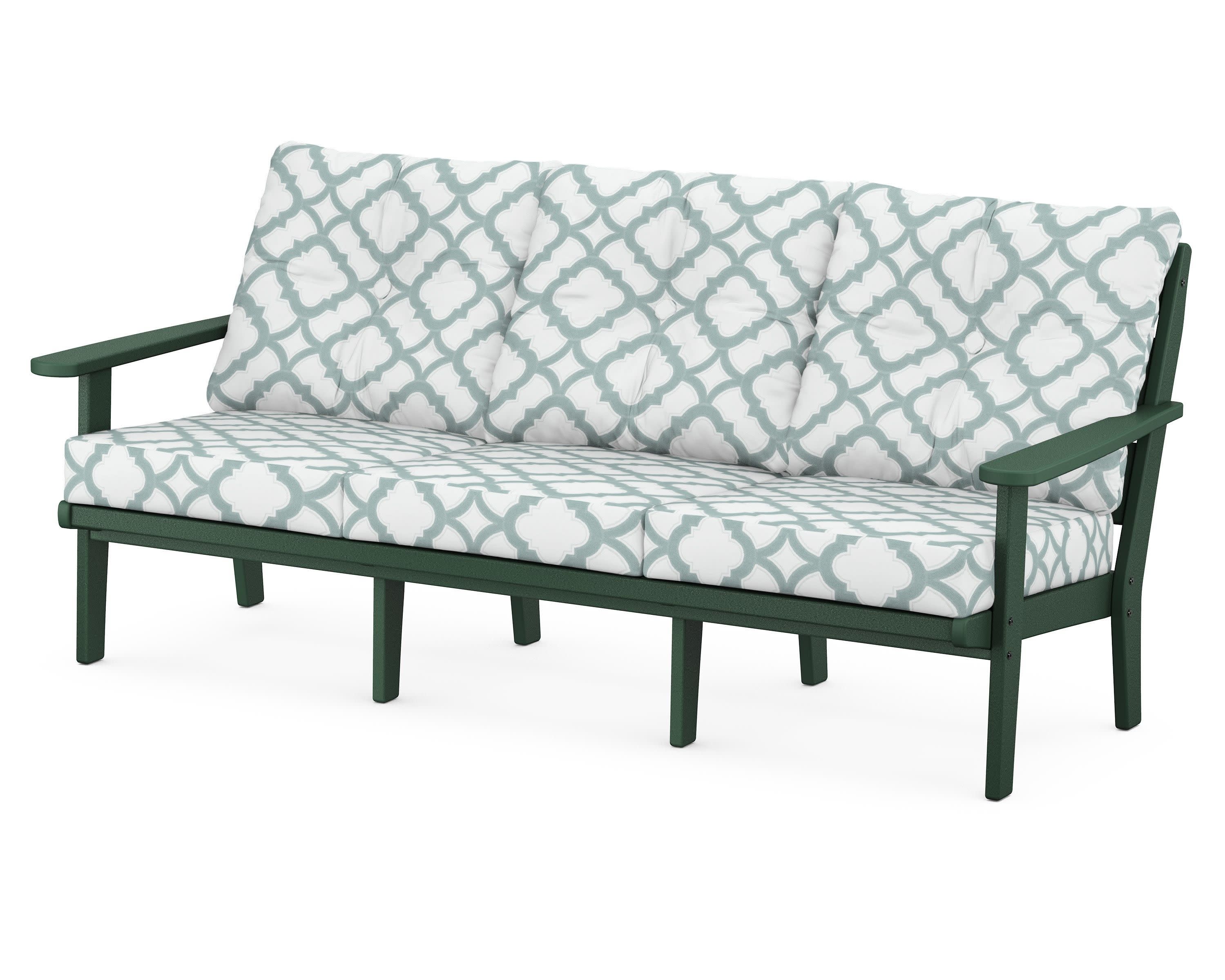 Lakeside Deep Seating Sofa in Green / Trellis Glacier Spa