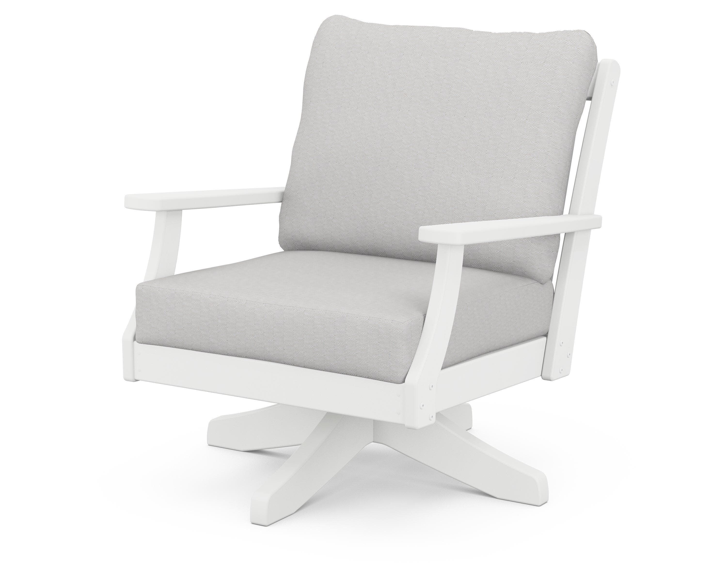 Braxton Deep Seating Swivel Chair in White / Diamond in the Rough