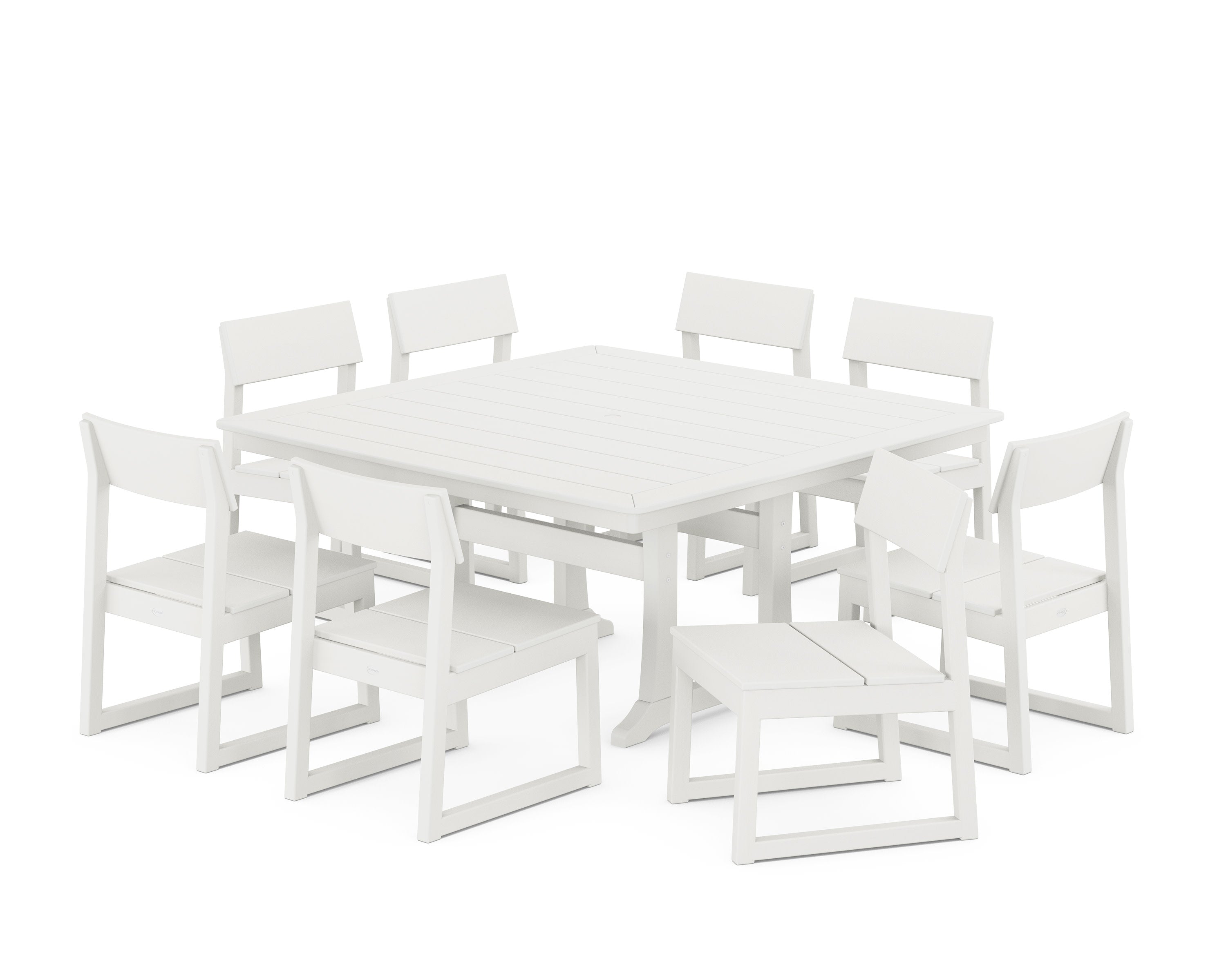 EDGE Side Chair 9-Piece Dining Set with Trestle Legs in Vintage White