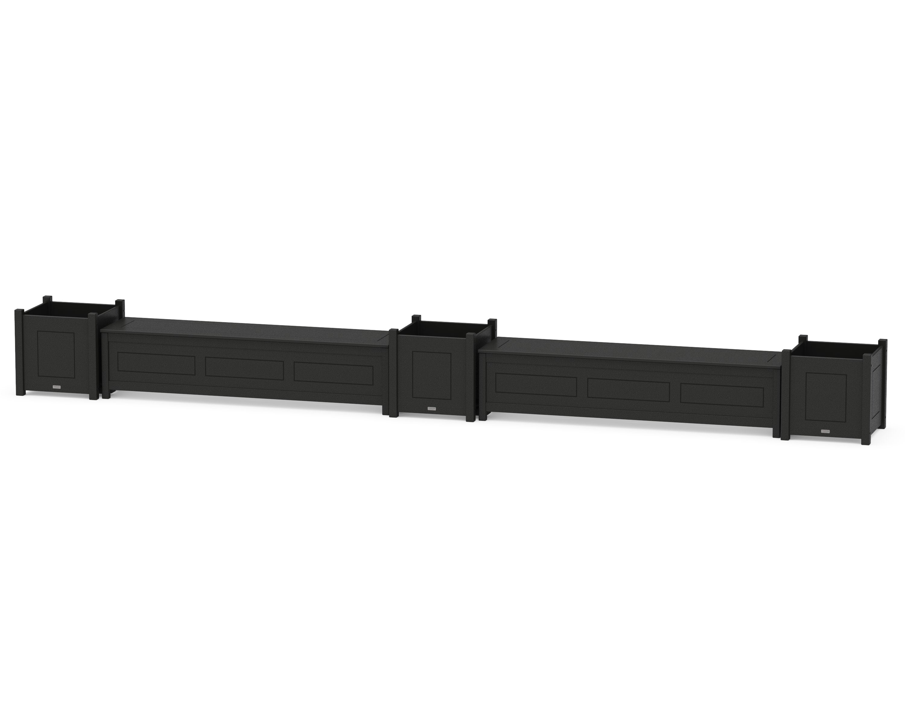 72" Country Living Straight Double Planter Storage Bench Set- Large in Black