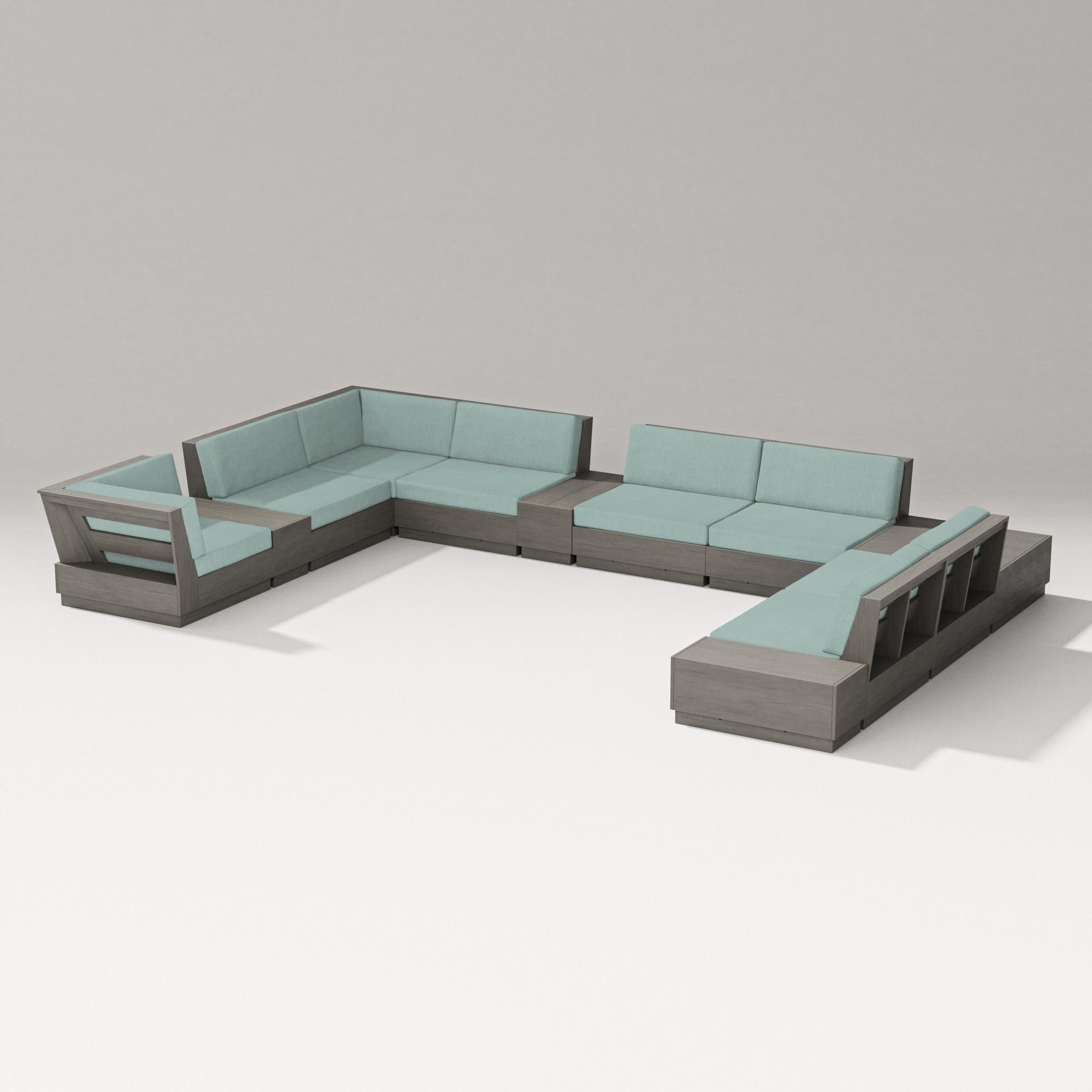 Elevate 12-Piece Conversation Sectional Set in Driftwood / Glacier Spa