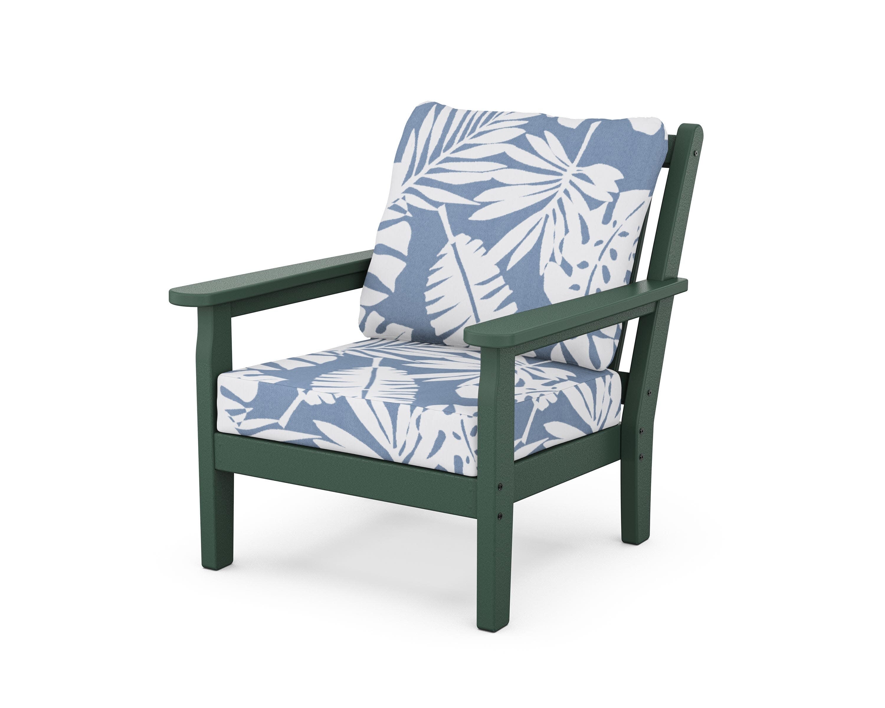 Chippendale Deep Seating Chair in Green / Leaf Sky Blue