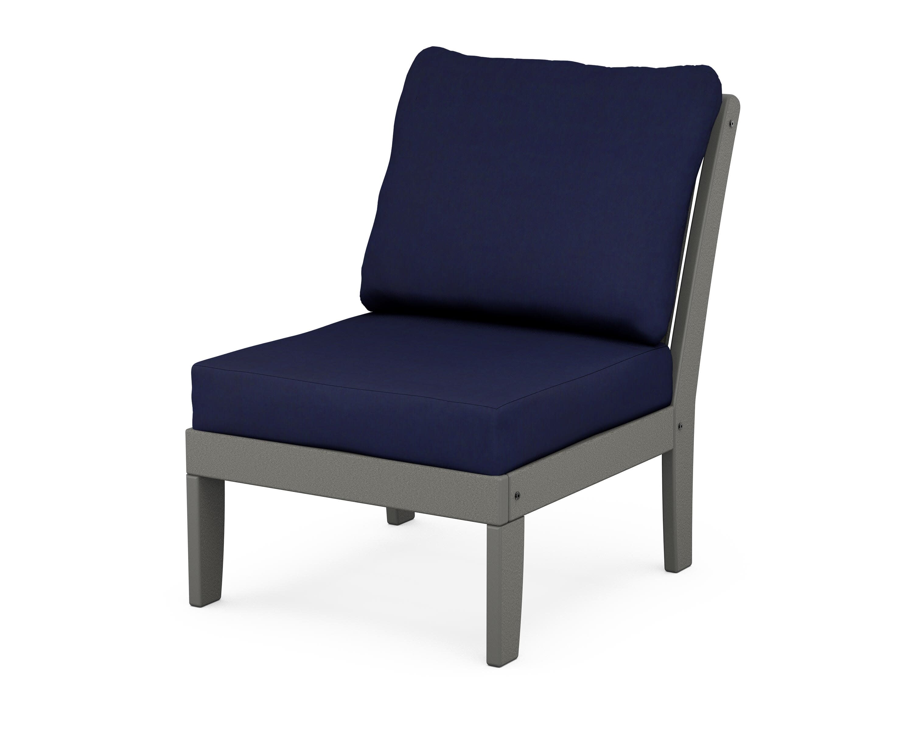 Braxton Modular Armless Chair in Slate Grey / Navy