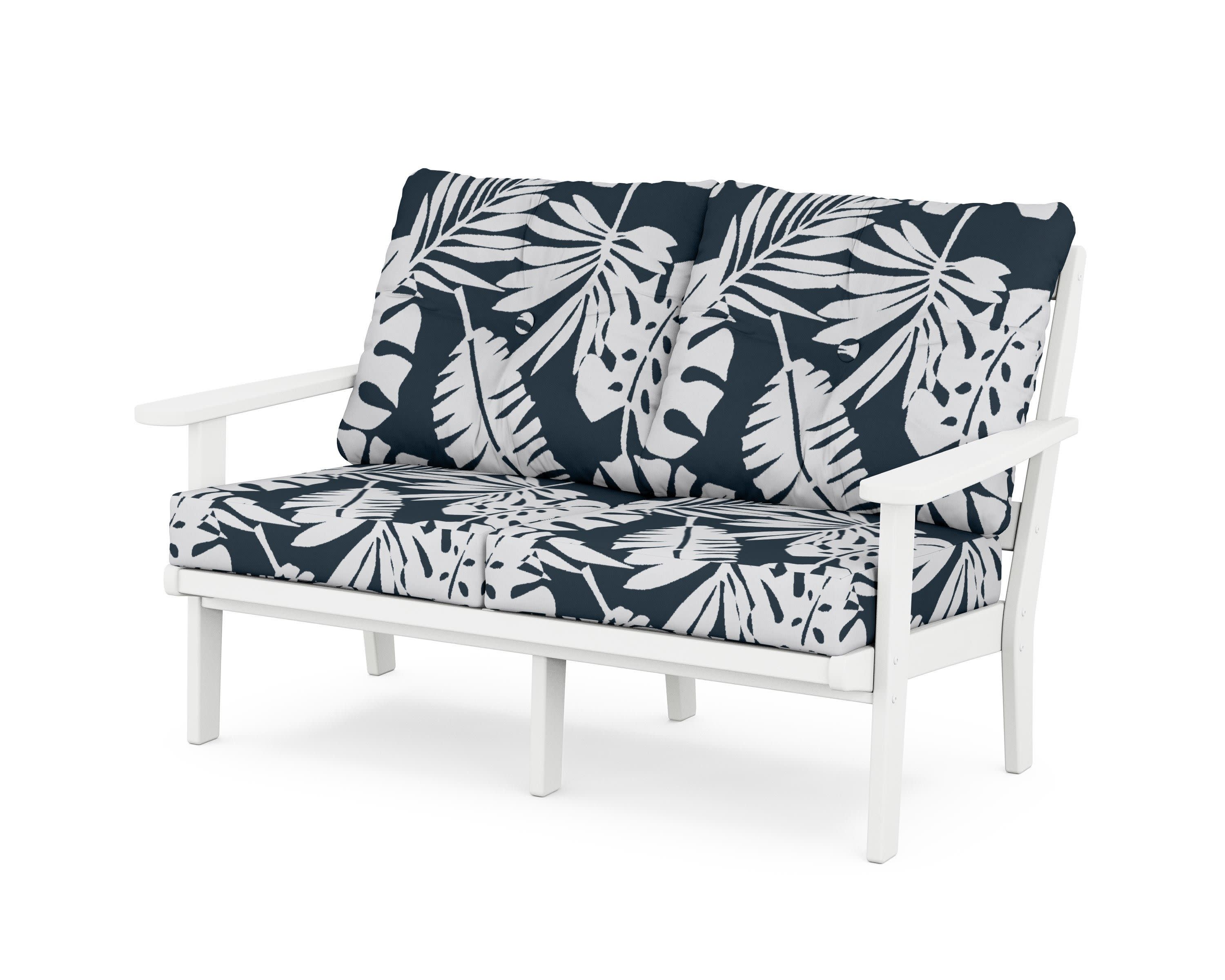 Mission Deep SeatingLoveseat in White / Leaf Marine Indigo