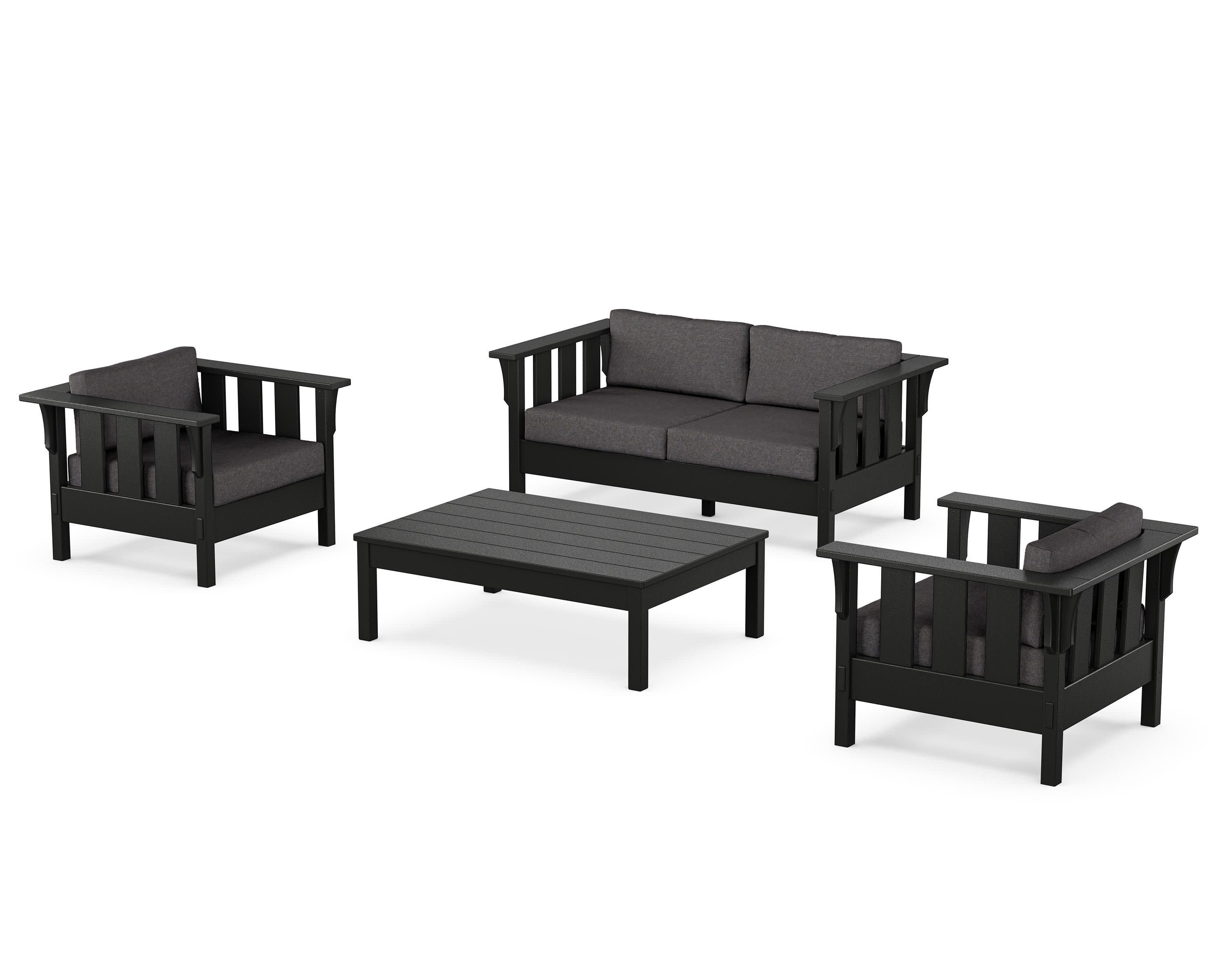 Acadia 4-Piece Deep Seating Set with Loveseat in Black / Ash Charcoal