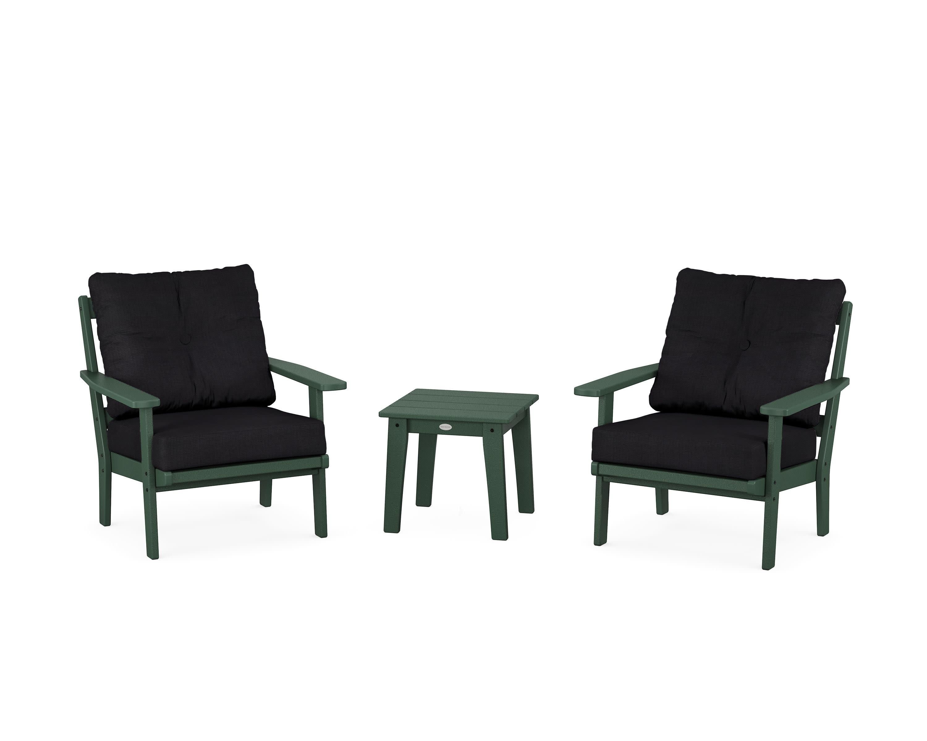 Oxford 3-Piece Deep Seating Set in Green / Midnight Linen