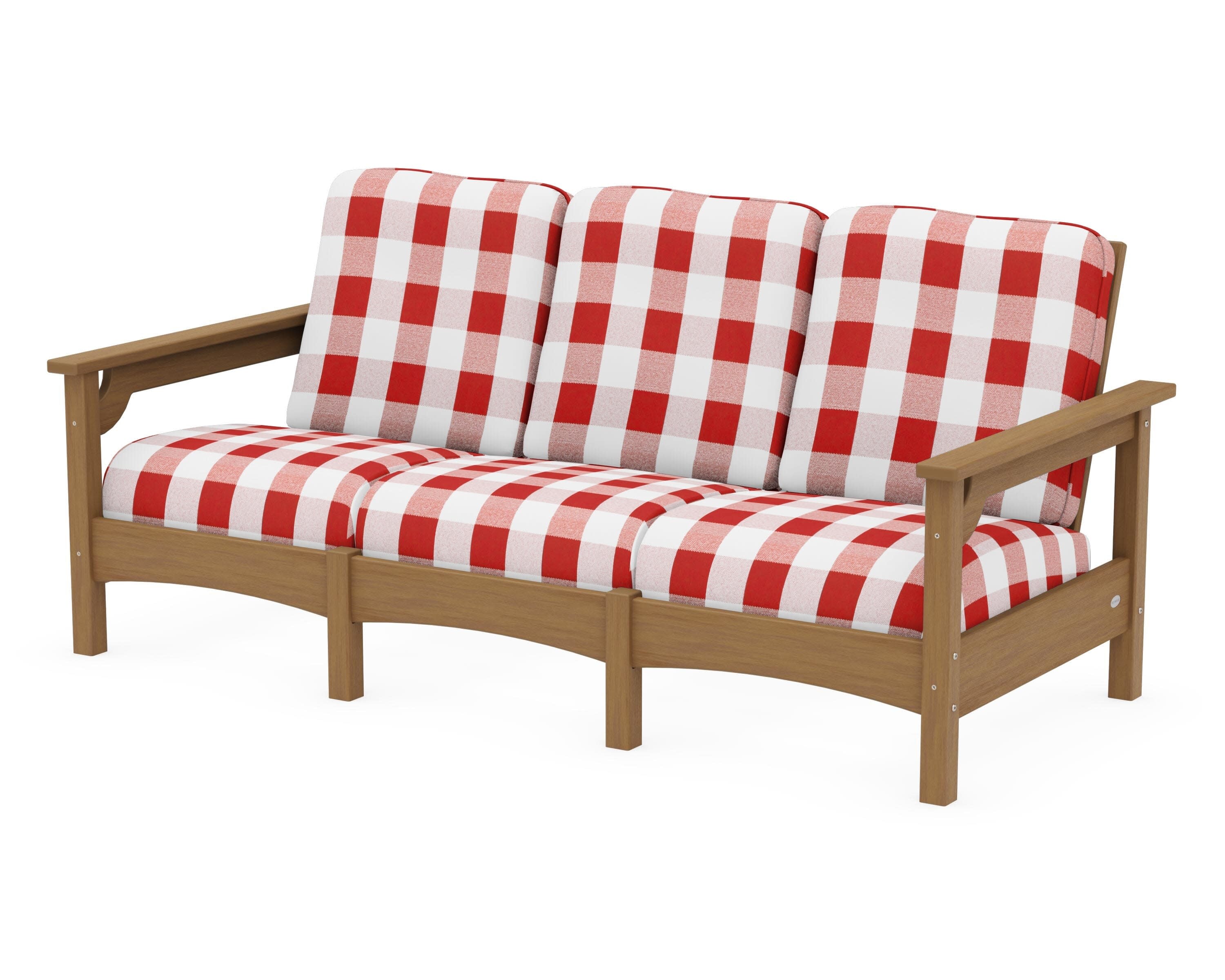 Club Sofa in Natural / Buffalo Plaid Crimson