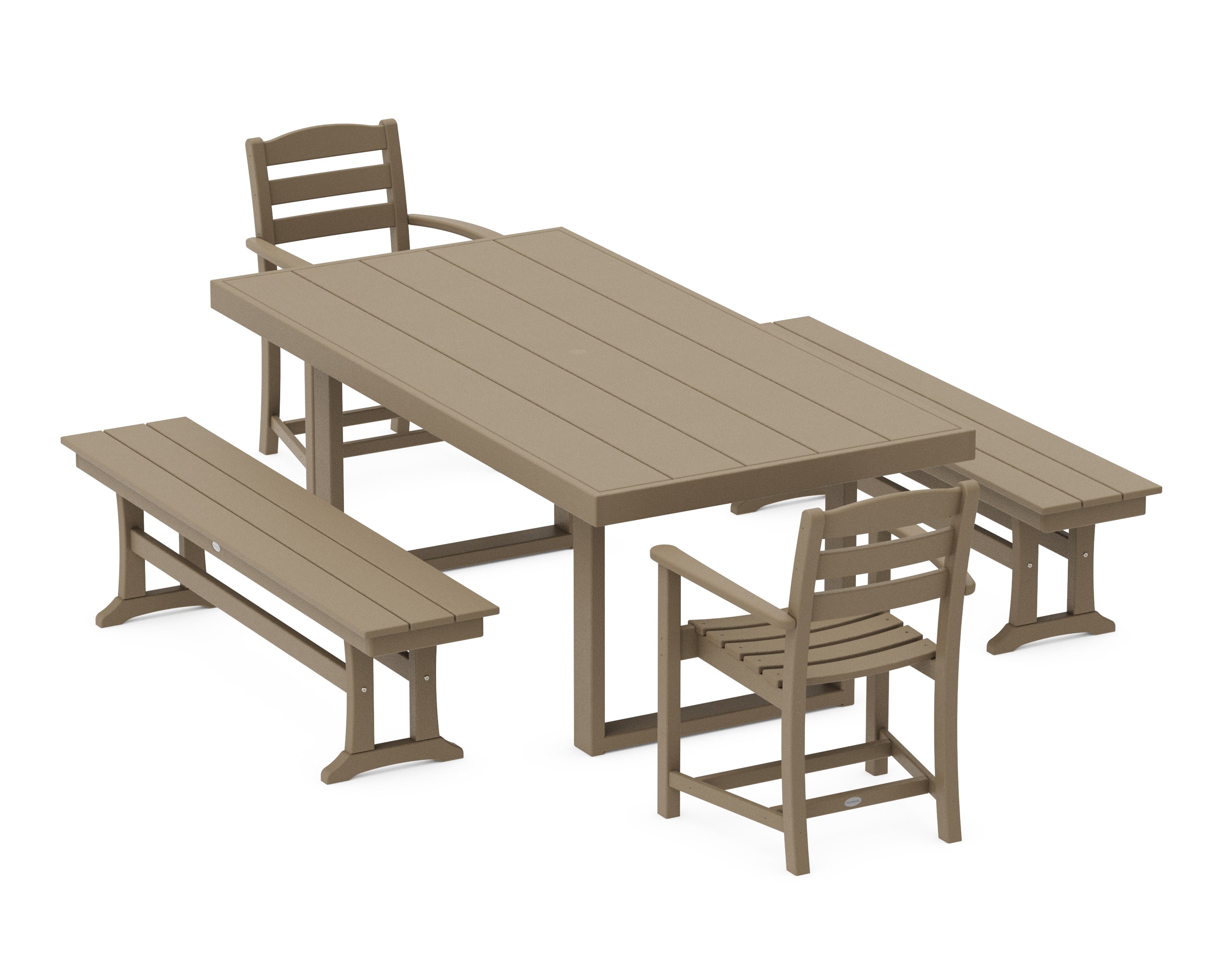 La Casa Caf 5-Piece Dining Set with Benches in Vintage Sahara