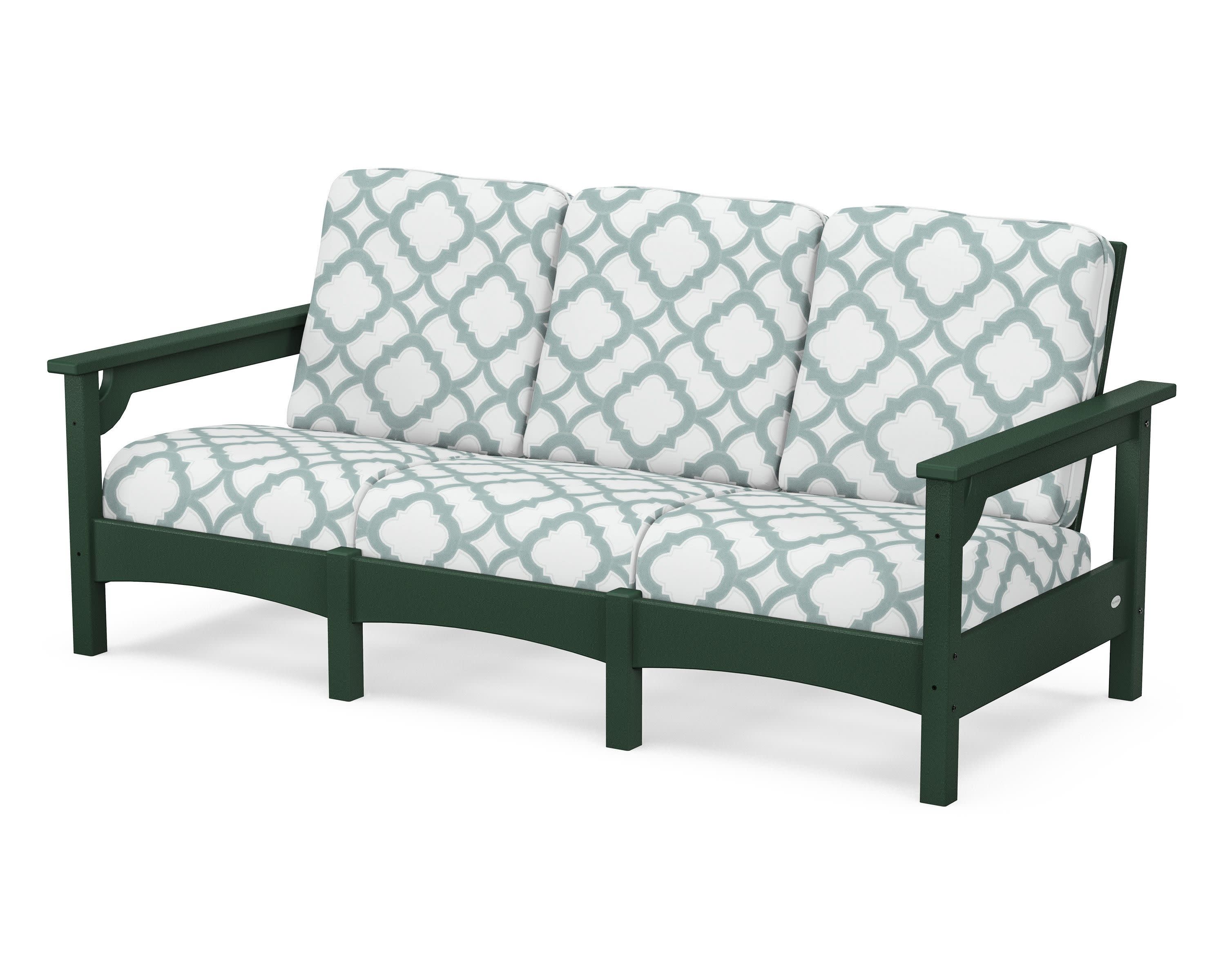 Club Sofa in Green / Trellis Glacier Spa