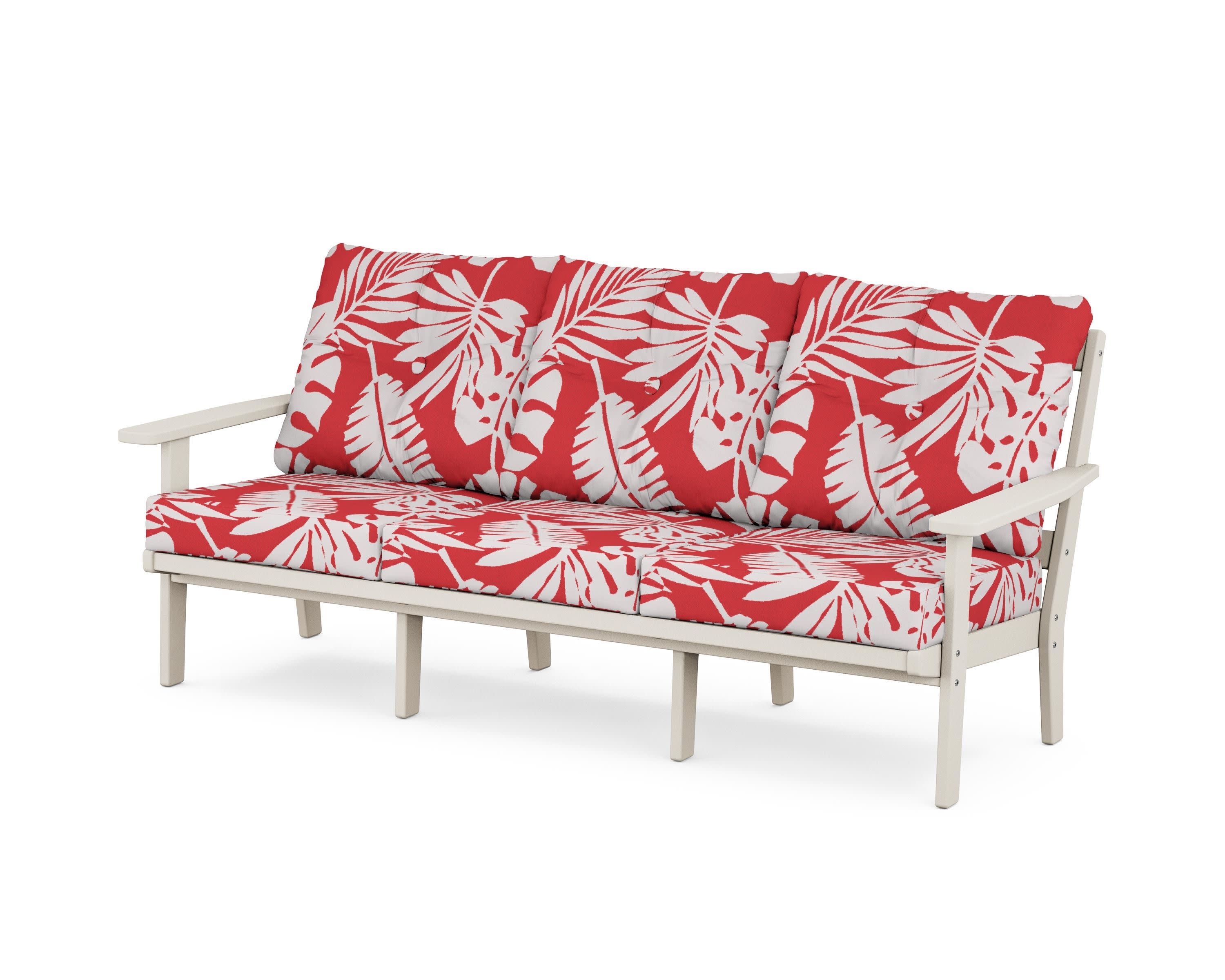 PrairieDeep Seating Sofa in Sand / Leaf Crimson