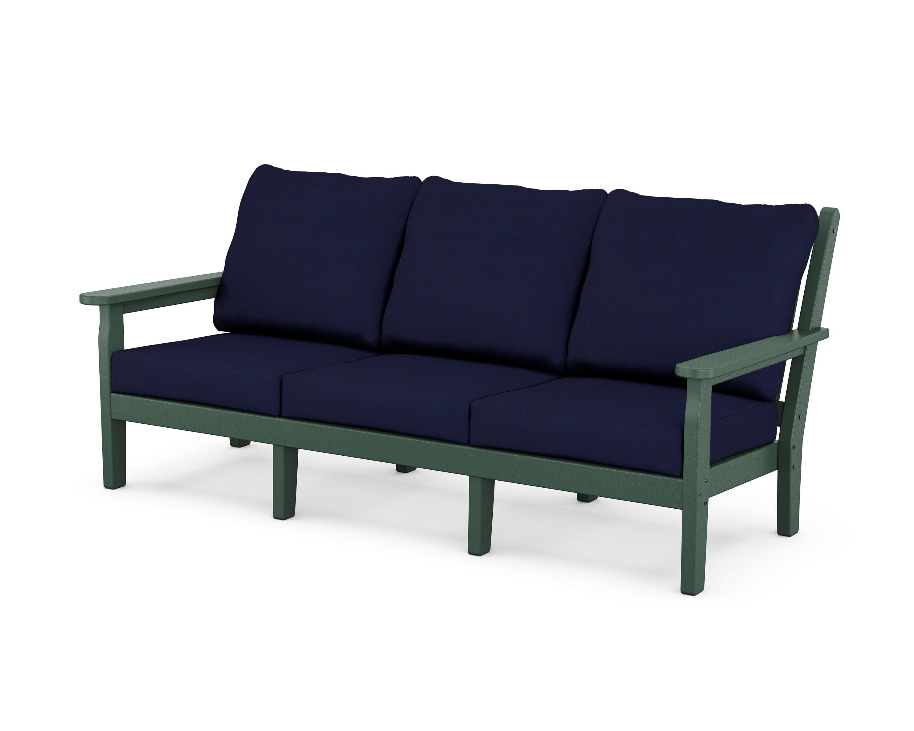 Chippendale Deep Seating Sofa in Green / Navy