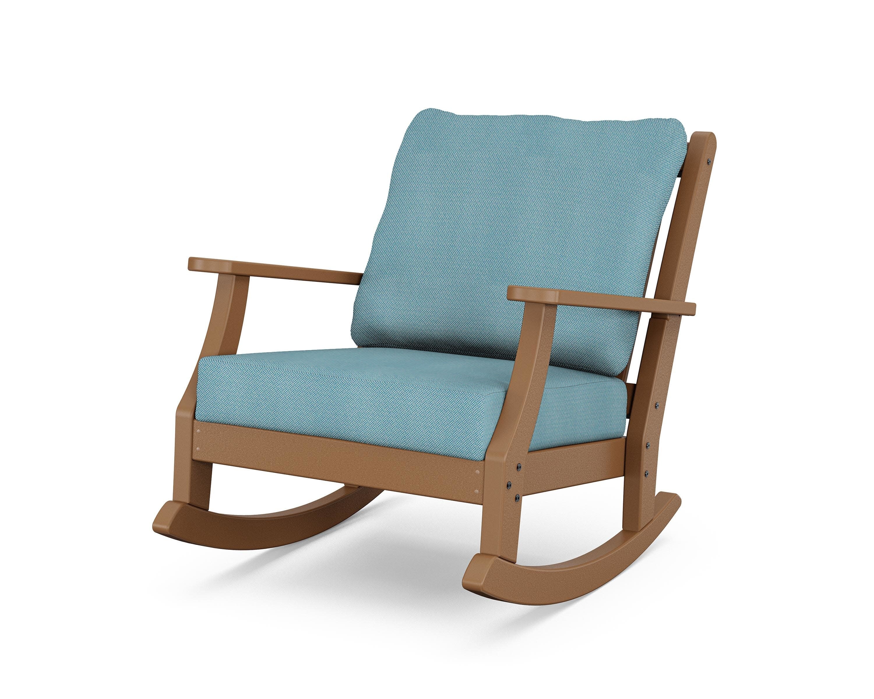Wovendale Deep Seating Rocking Chair in Teak / Lattice Sky Blue