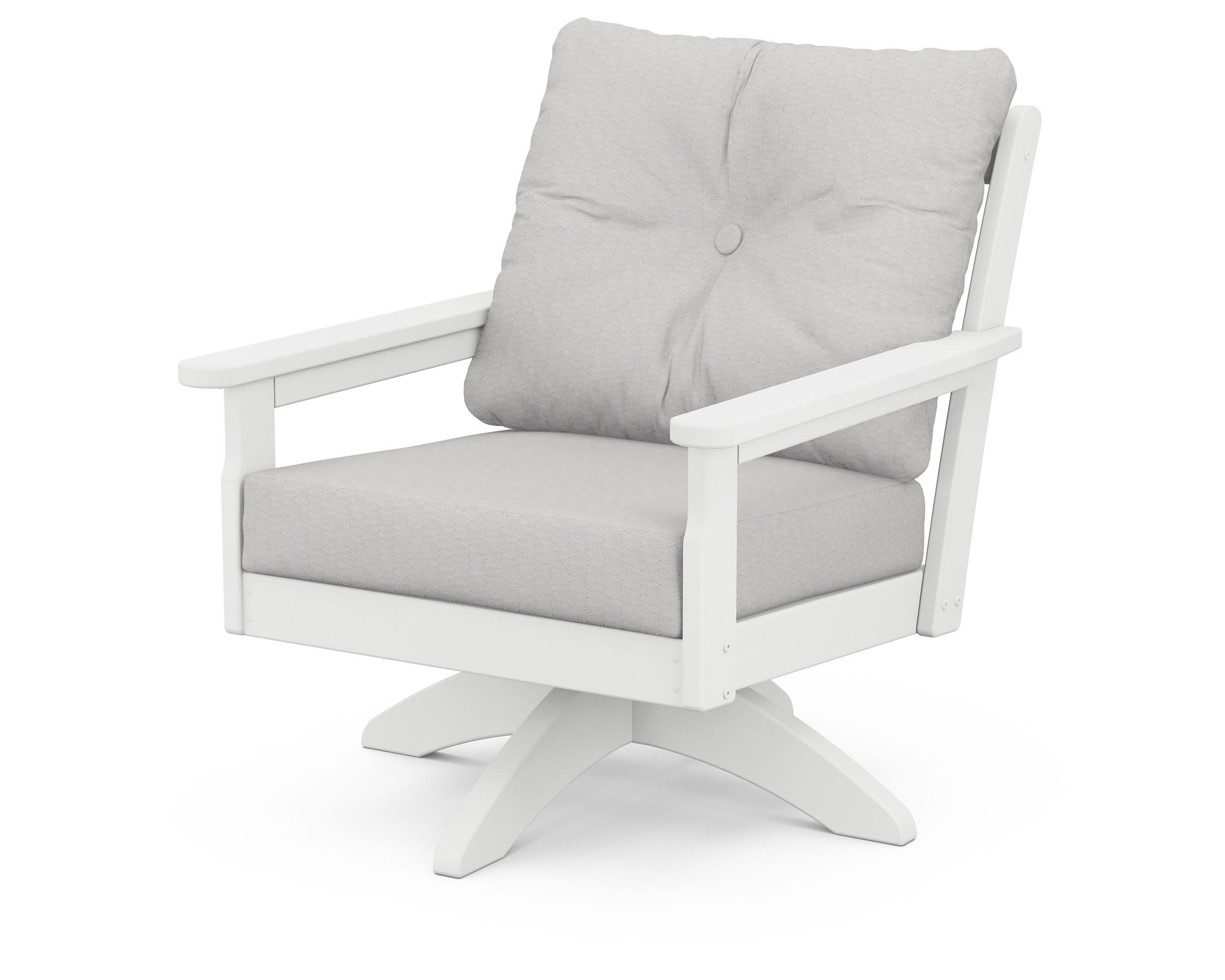 Vineyard Deep Seating Swivel Chair in White / Diamond in the Rough