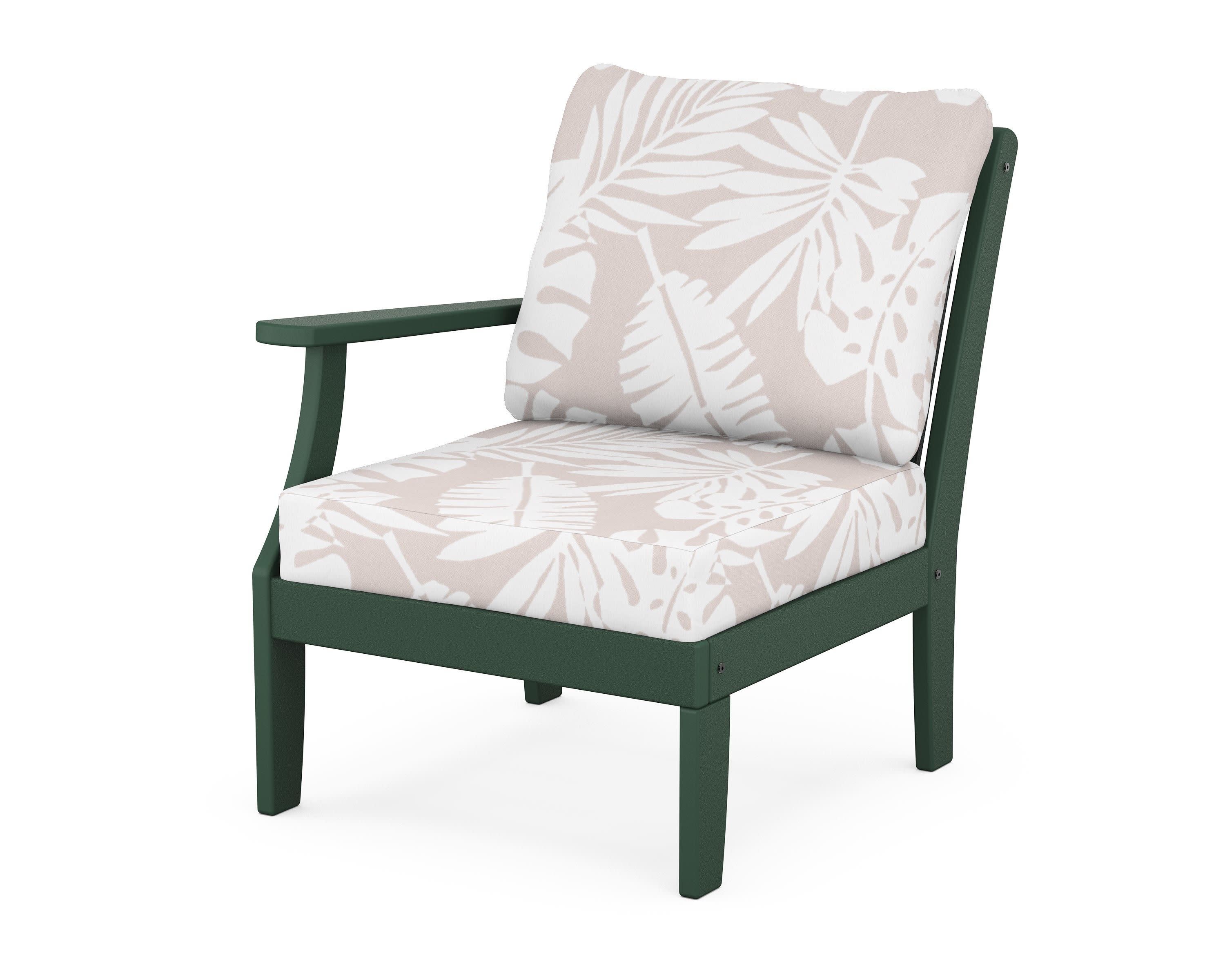Braxton Modular Left Arm Chair in Green / Leaf Dune Burlap