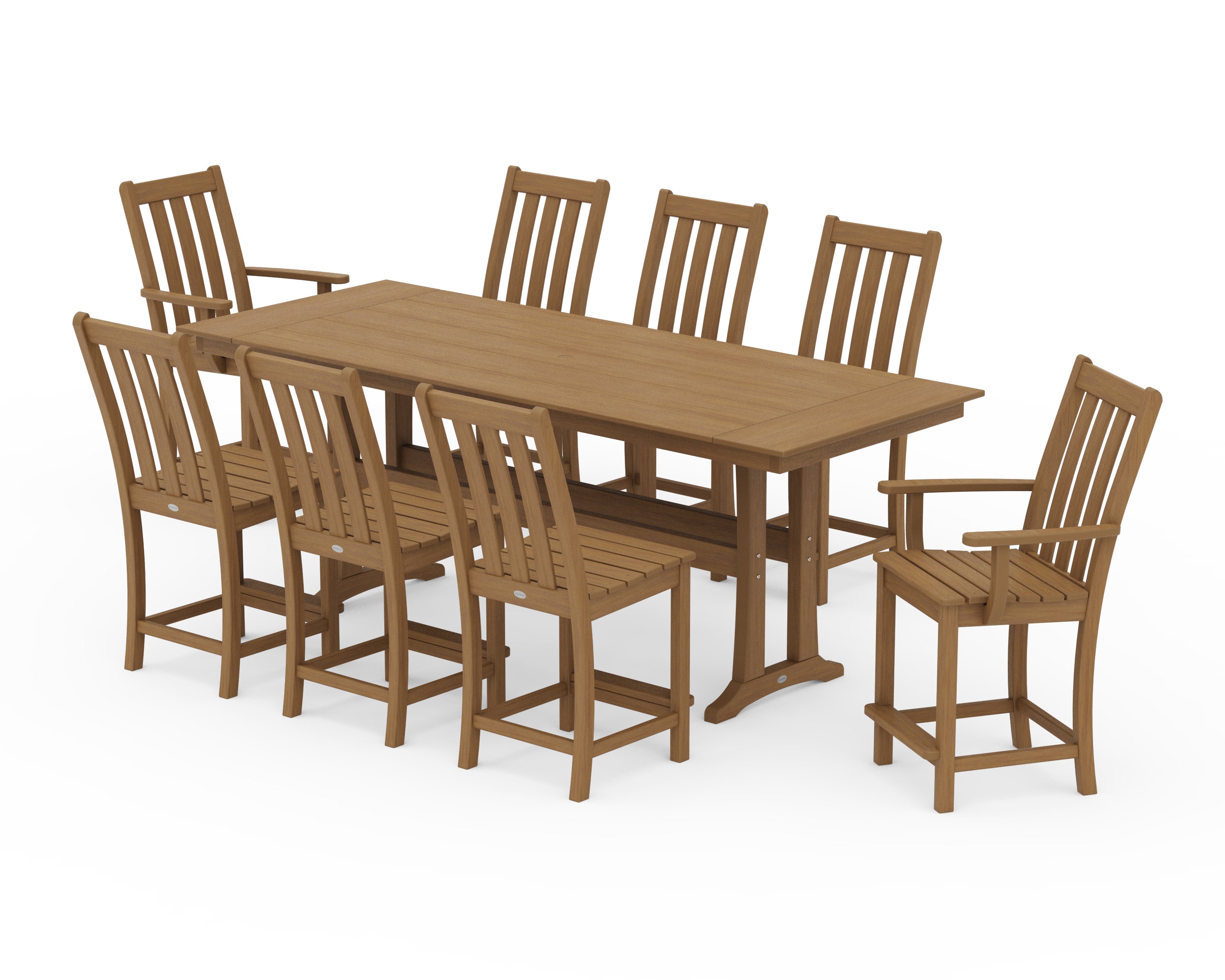 Vineyard 9-Piece Farmhouse Counter Set with Trestle Legs in Natural