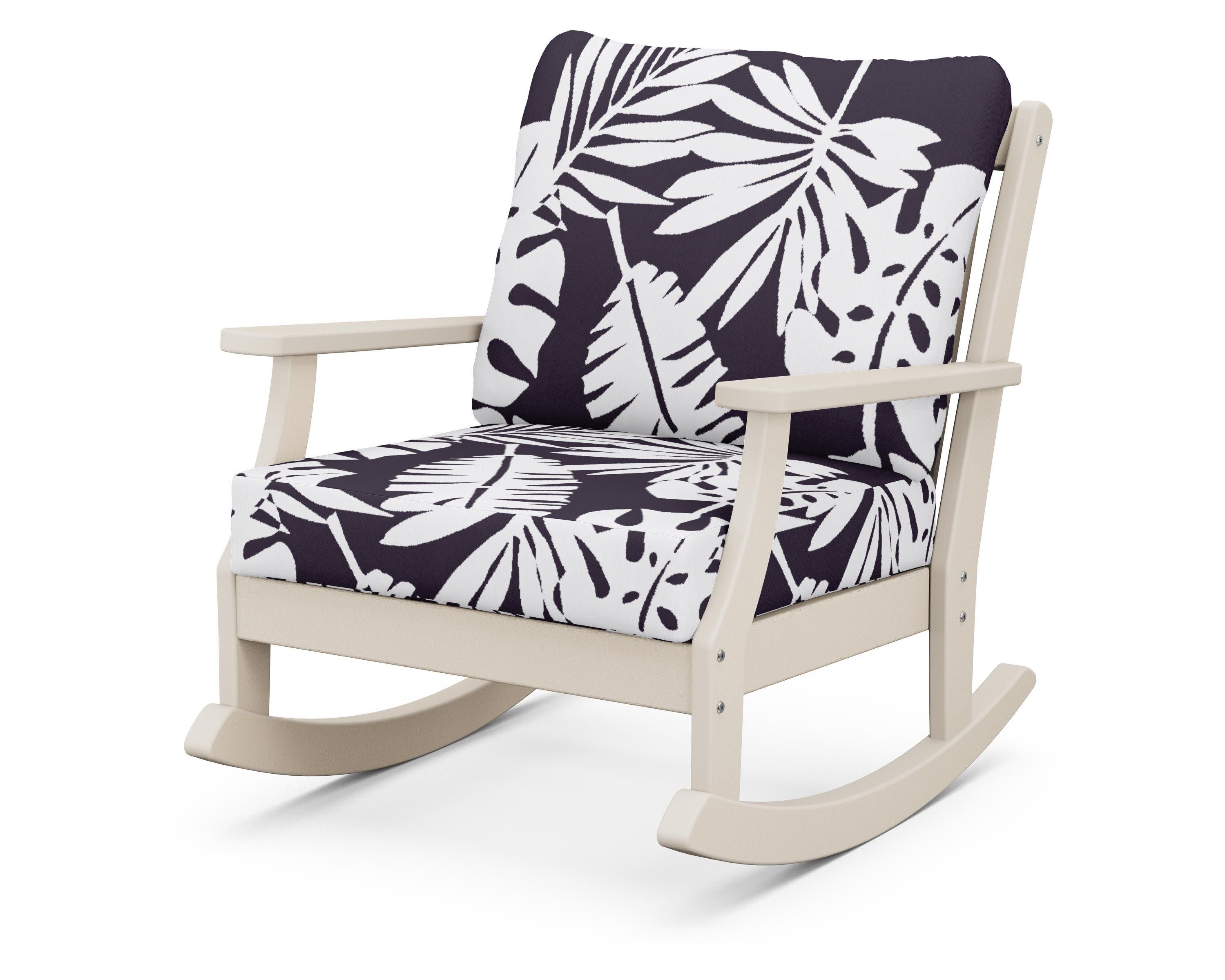 Braxton Deep Seating Rocking Chair in Sand / Leaf Navy