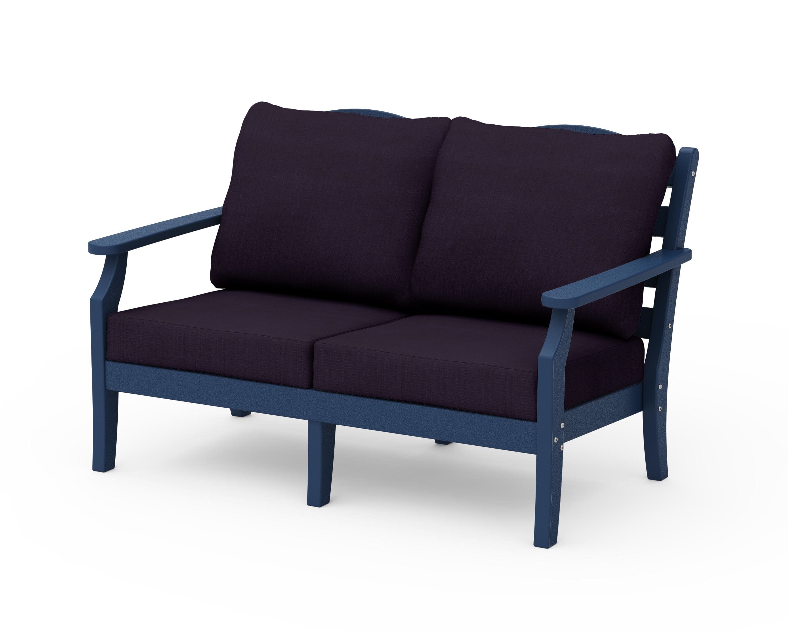 Savannah Deep Seating Loveseat in Navy / Navy Linen