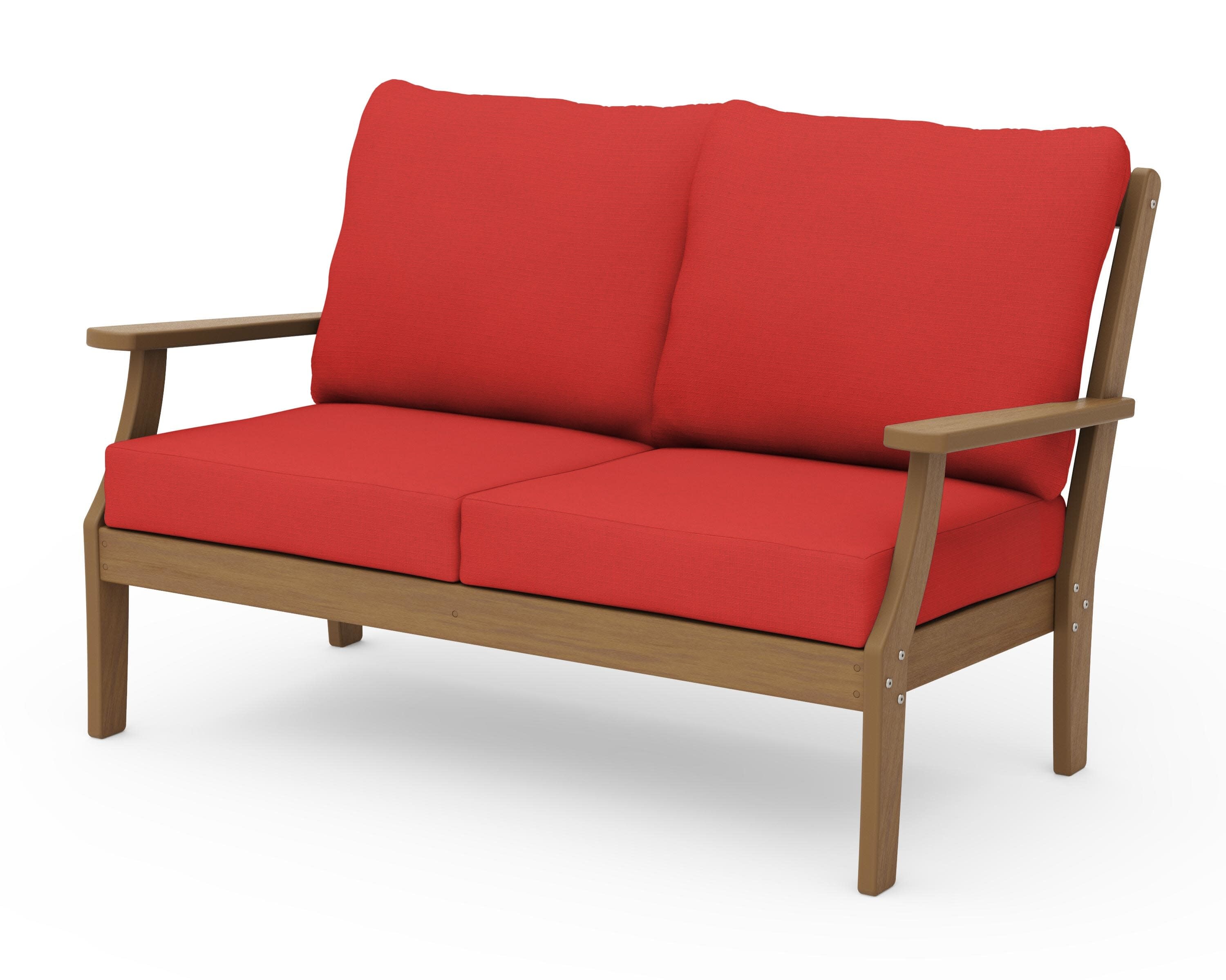 Braxton Deep Seating Loveseat in Natural / Crimson Linen