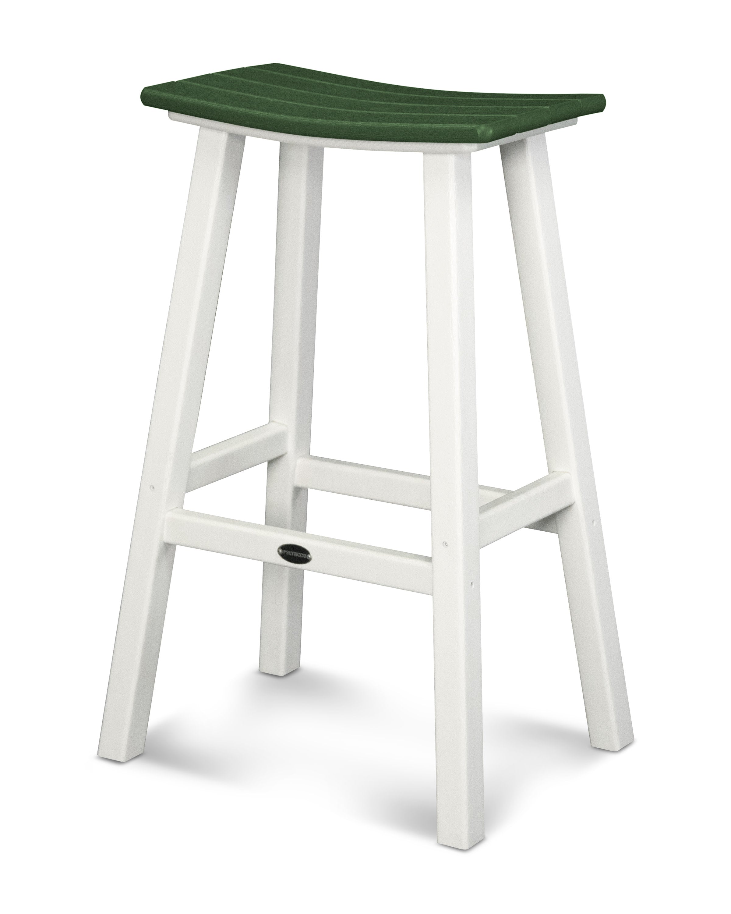 Contempo 30" Saddle Bar Stool in White / Green