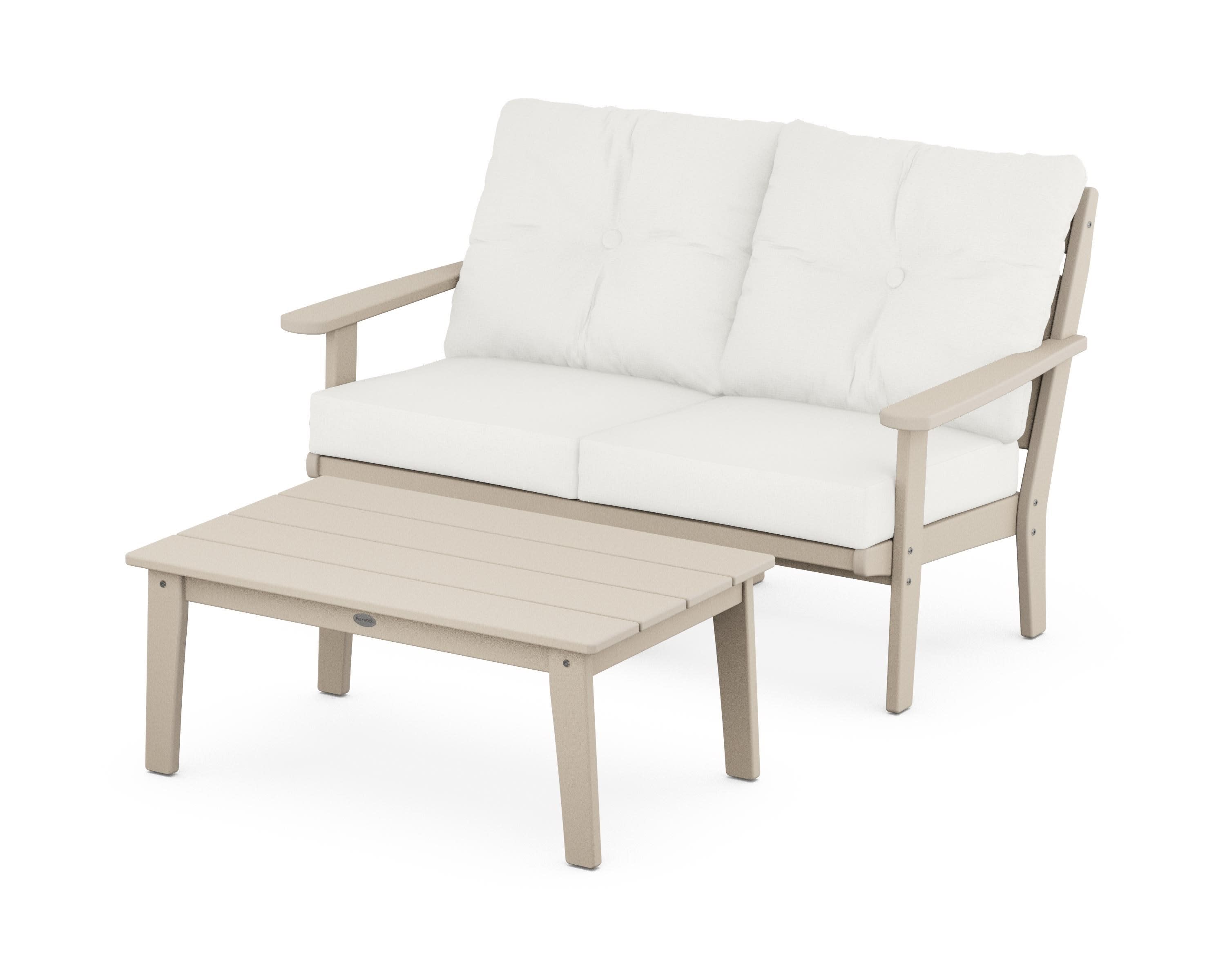 Lakeside 2-Piece Lounge Loveseat Set in Sand / Natural Linen