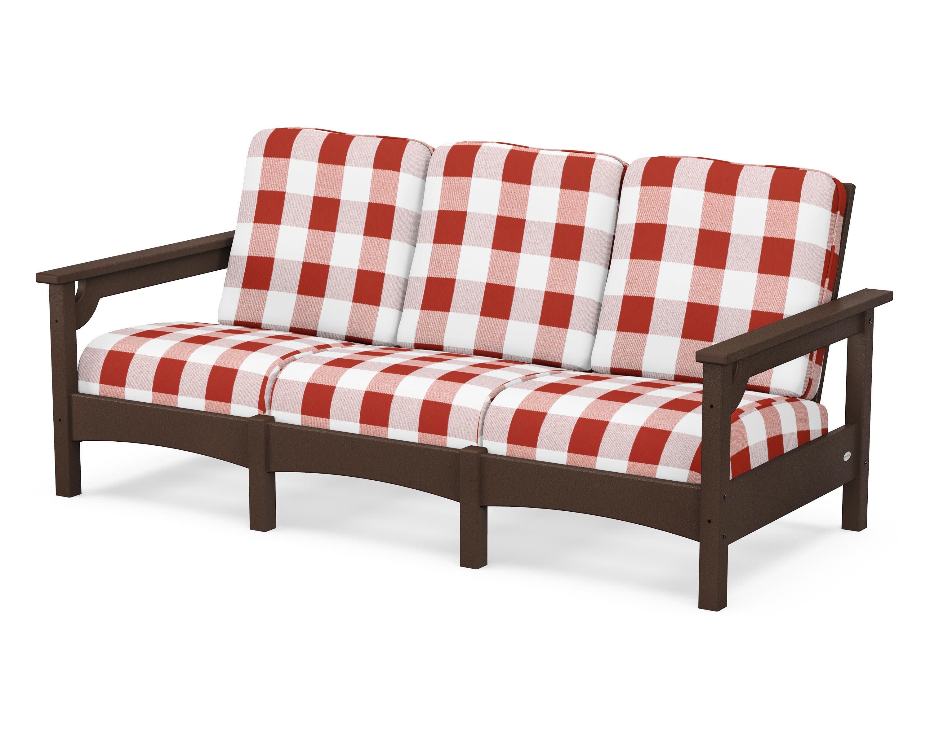 Club Sofa in Mahogany / Buffalo Plaid Crimson
