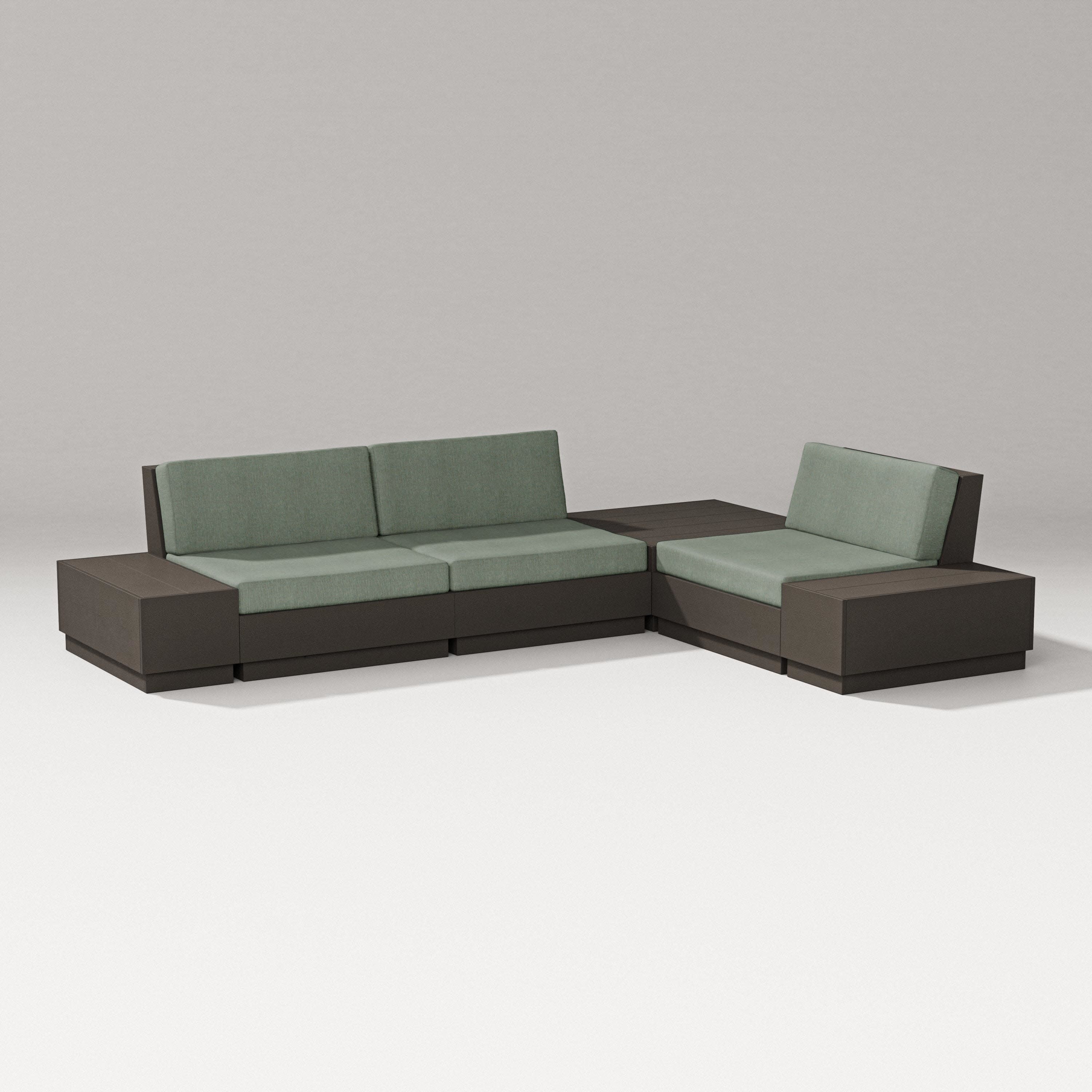 Elevate 6-Piece Corner Sectional in Vintage Coffee / Cast Sage
