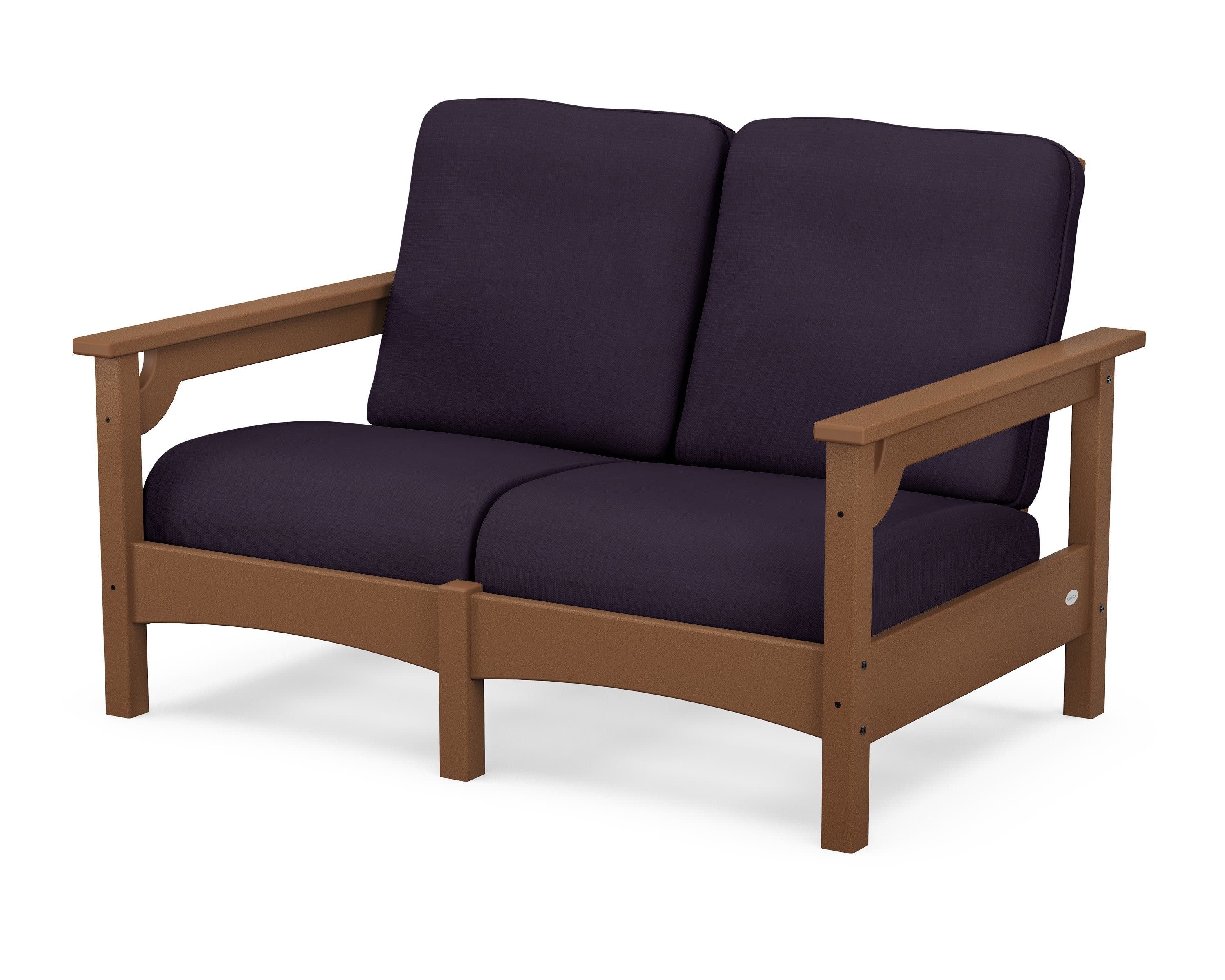 Club Loveseat in Teak / Navy Linen