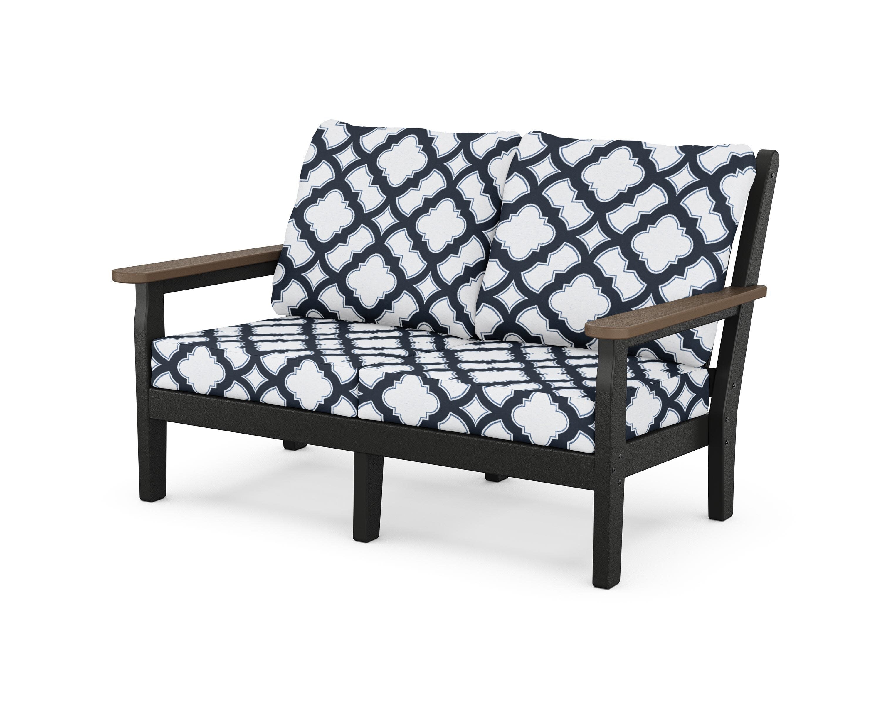 Chippendale Deep Seating Loveseat in Black / Kona / Trellis Marine Indigo
