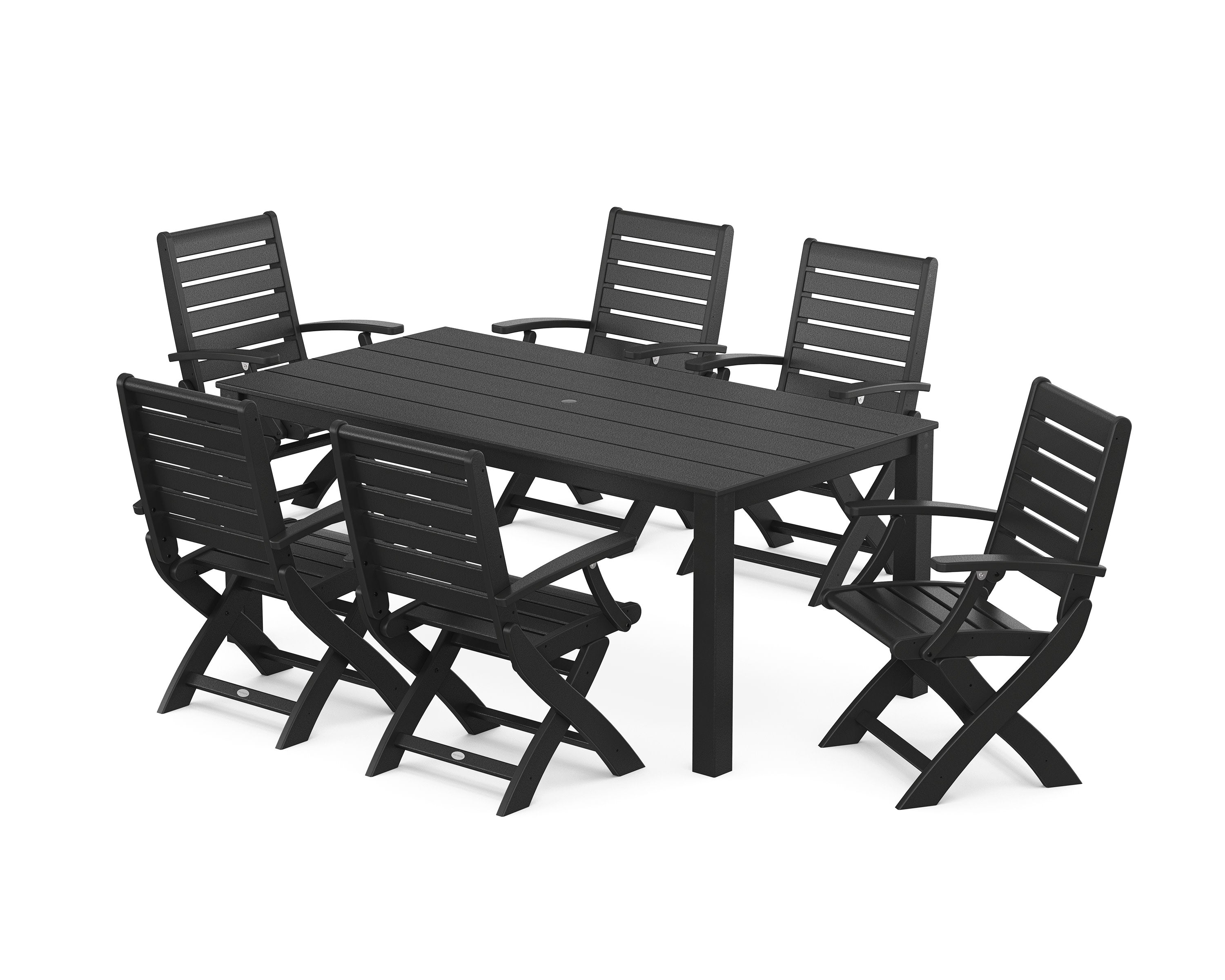 Signature Folding Chair 7-Piece Parsons Dining Set in Black
