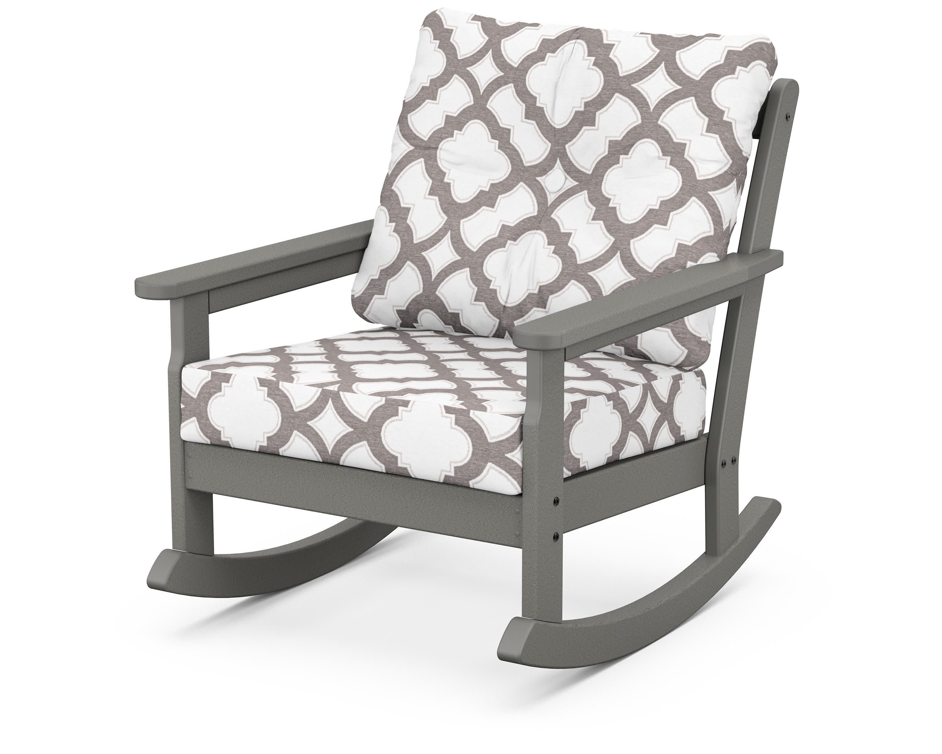 Vineyard Deep Seating Rocking Chair in Slate Grey / Trellis Grey Mist
