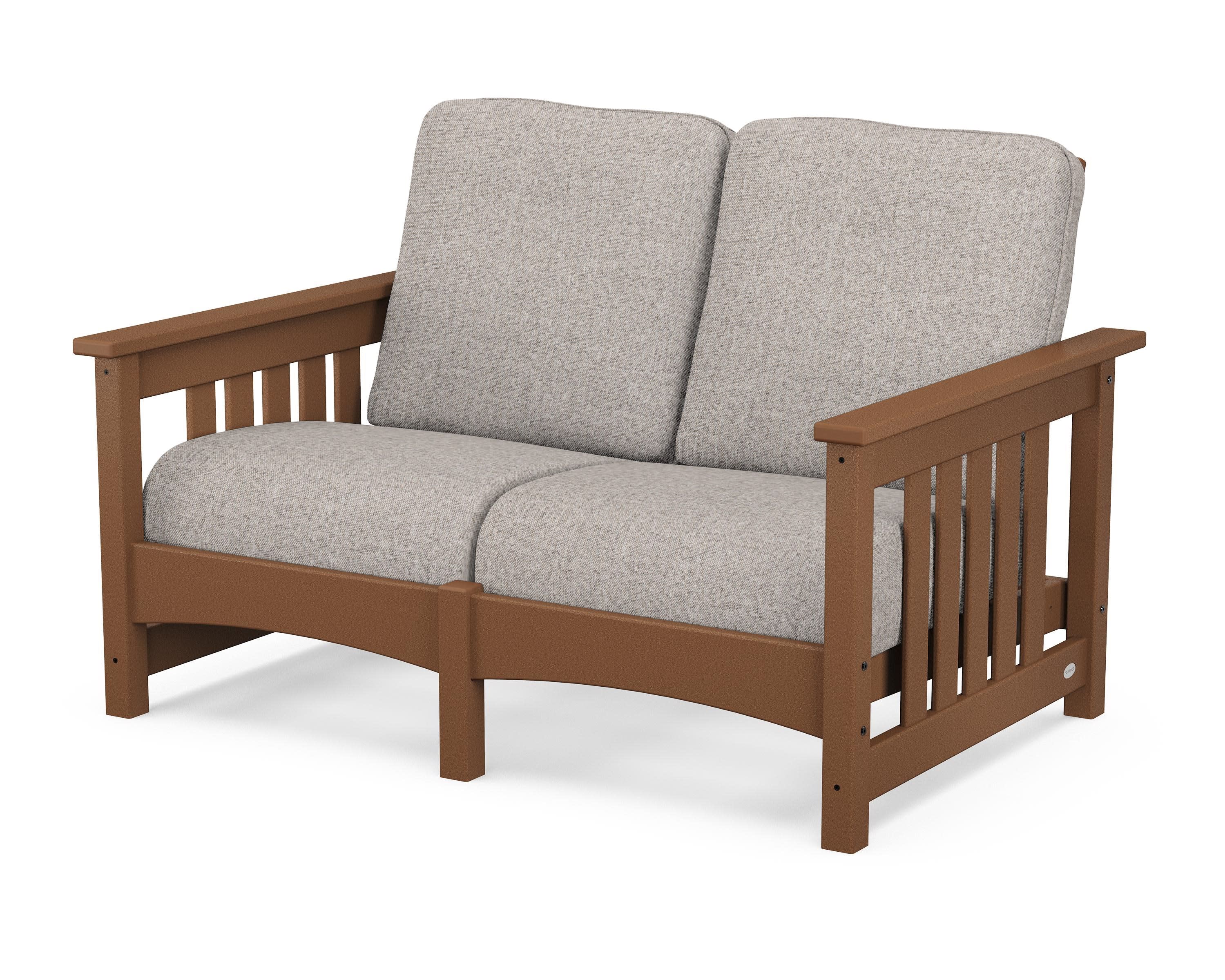 Club Mission Loveseat in Teak / Weathered Tweed