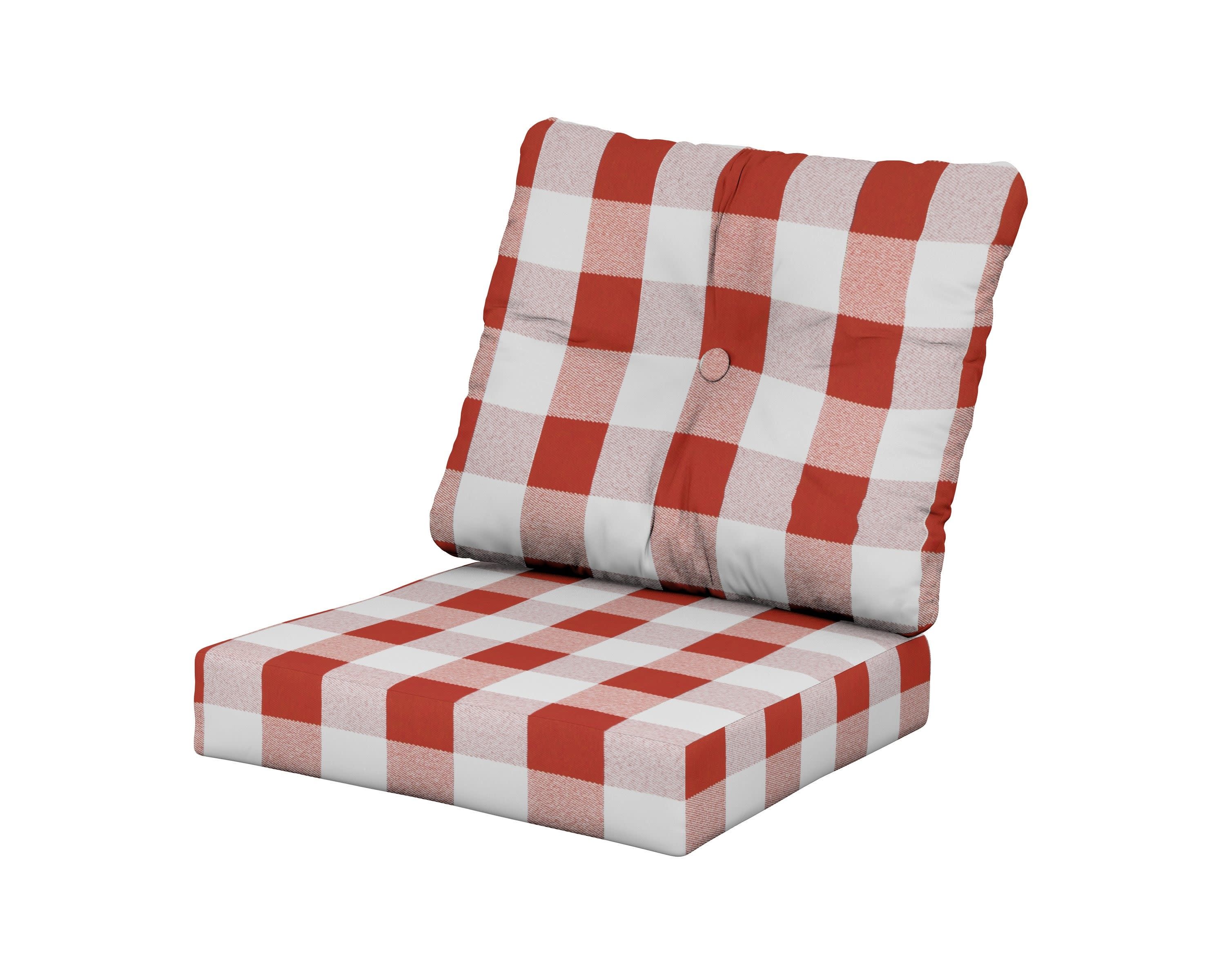Vineyard Seat/Back Cushion in Buffalo Plaid Crimson