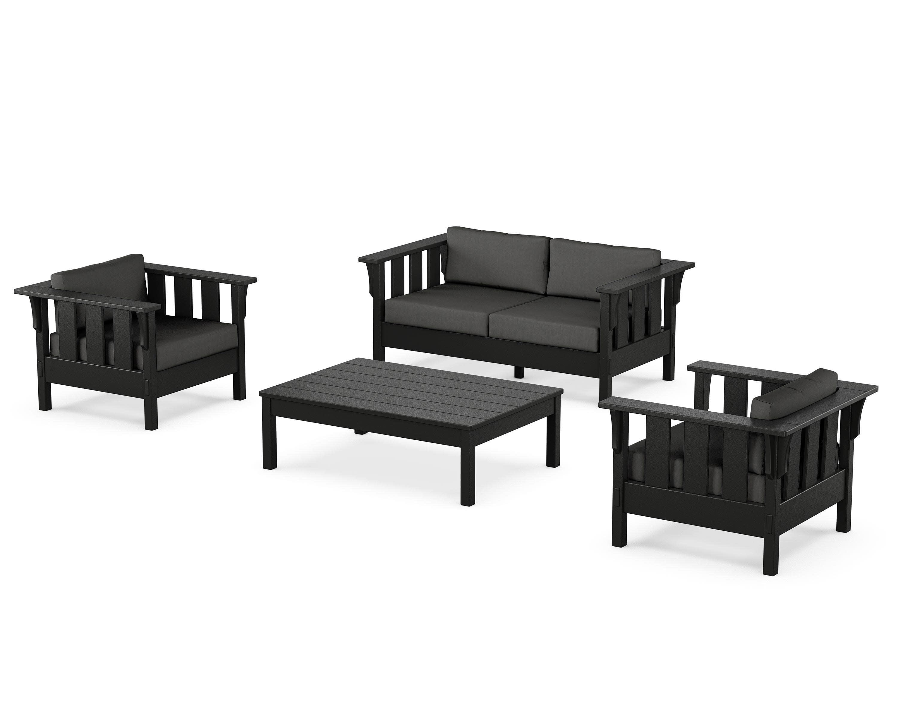 Acadia 4-Piece Deep Seating Set with Loveseat in Black / Spectrum Carbon