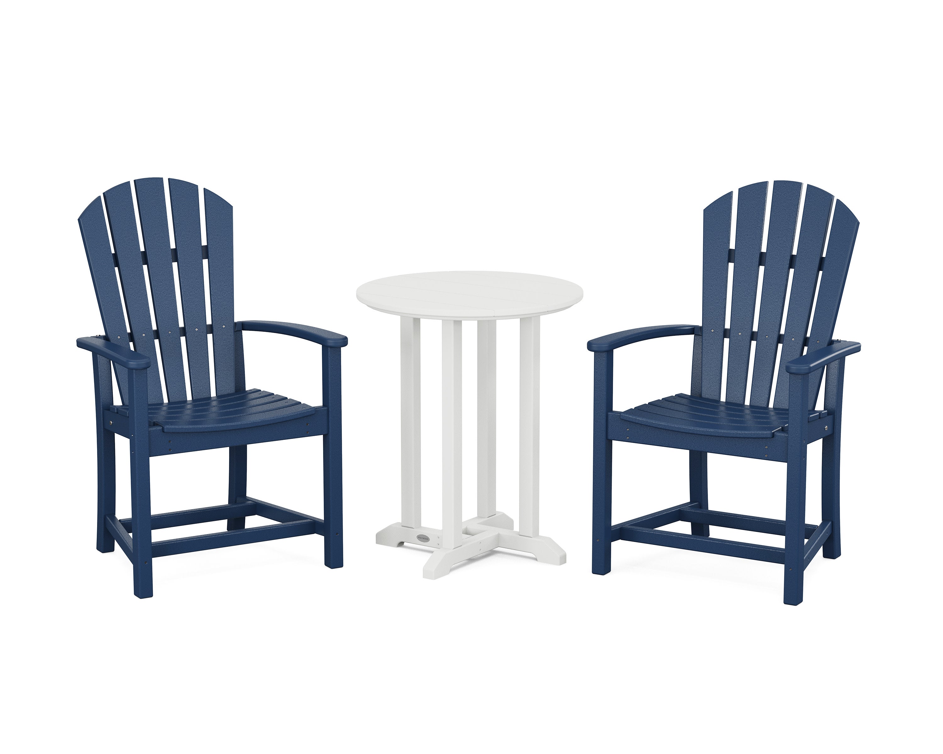 Palm Coast 3-Piece Round Farmhouse Bistro Dining Set in Navy / White