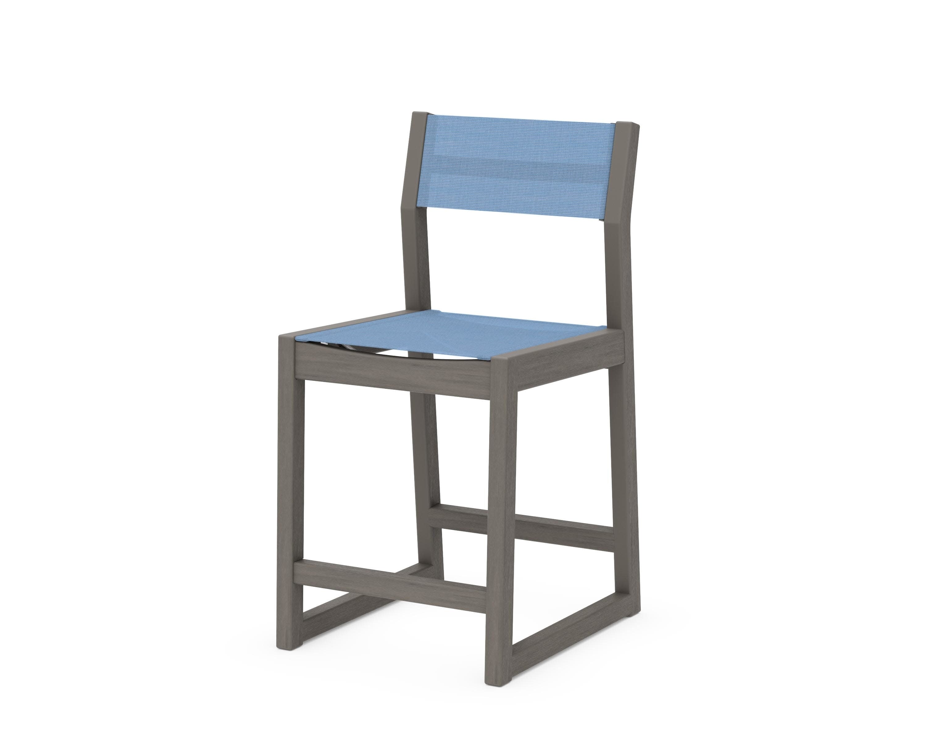 EDGE Sling Counter Side Chair in Driftwood / Poolside Sling
