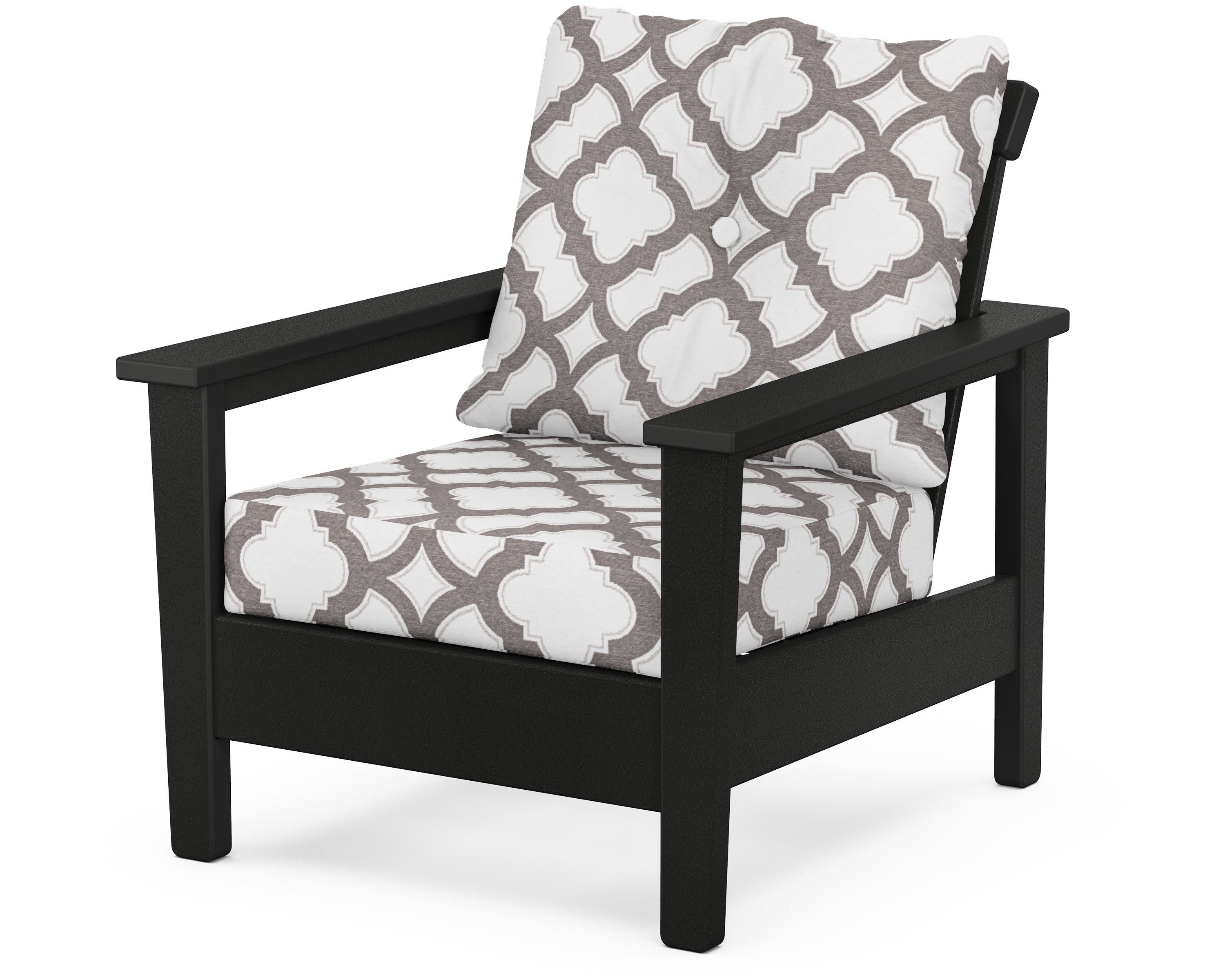 Prescott Deep Seating Chair in Black / Trellis Grey Mist