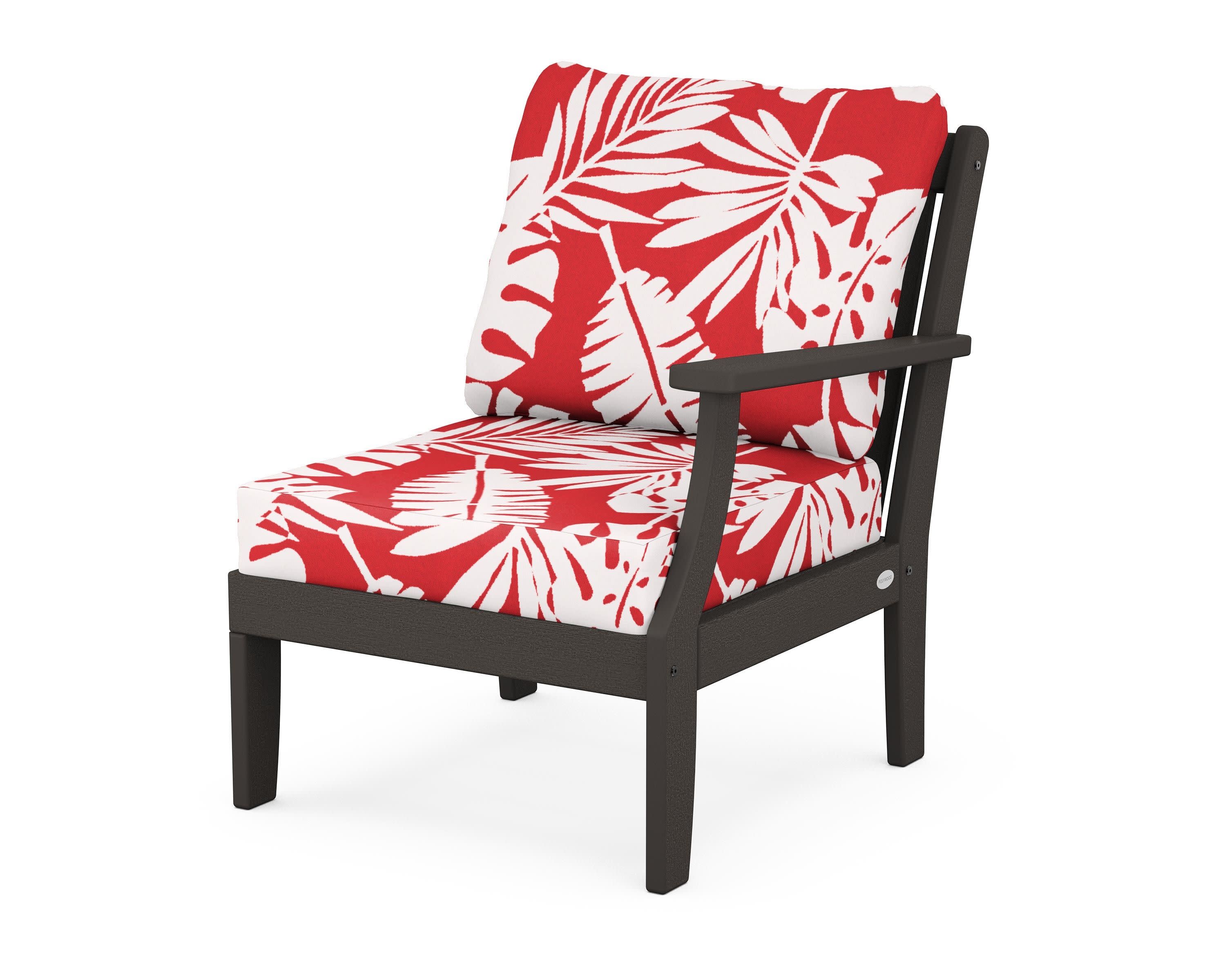 Braxton Modular Right Arm Chair in Vintage Coffee / Leaf Crimson