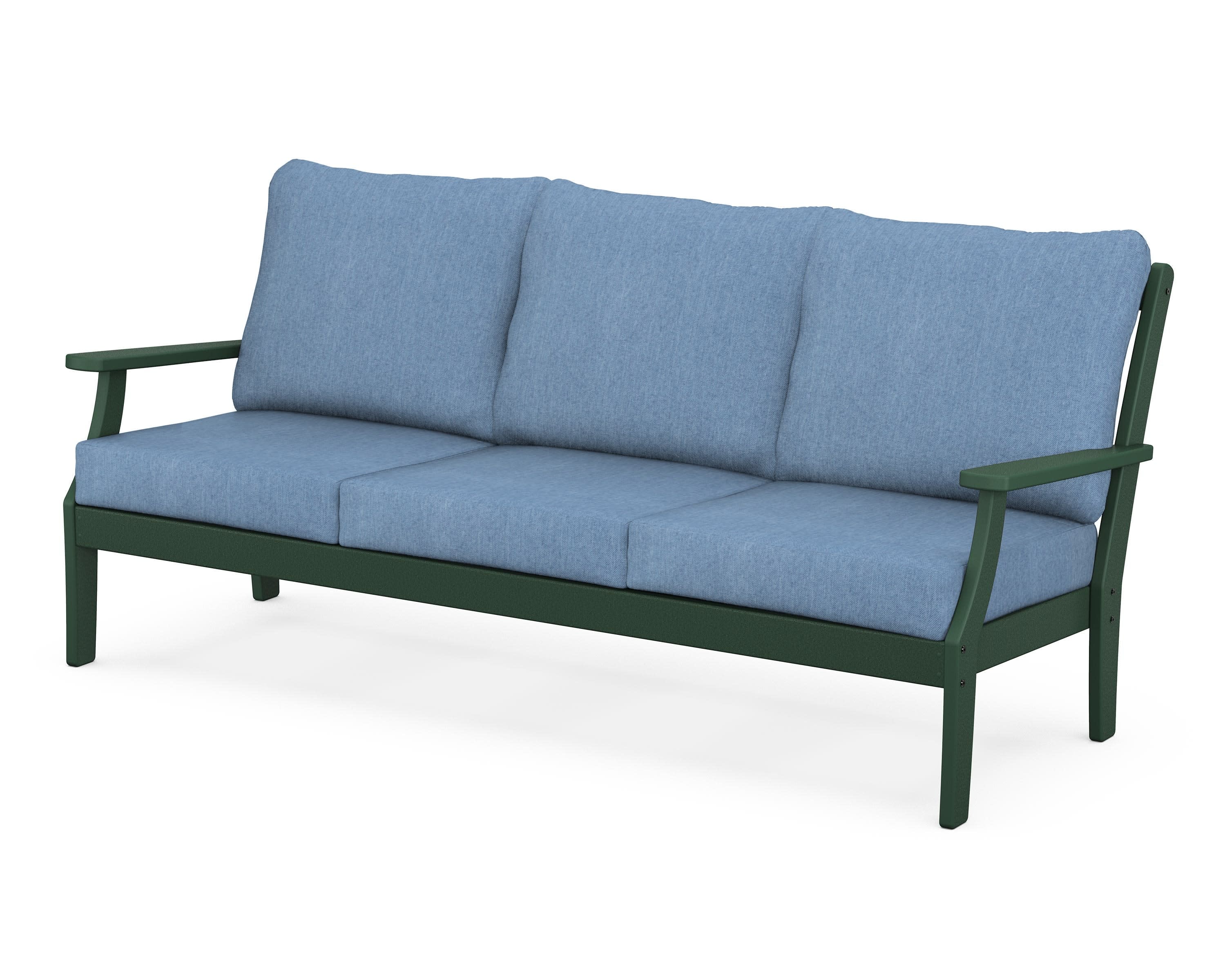 Braxton Deep Seating Sofa in Green / Sky Blue