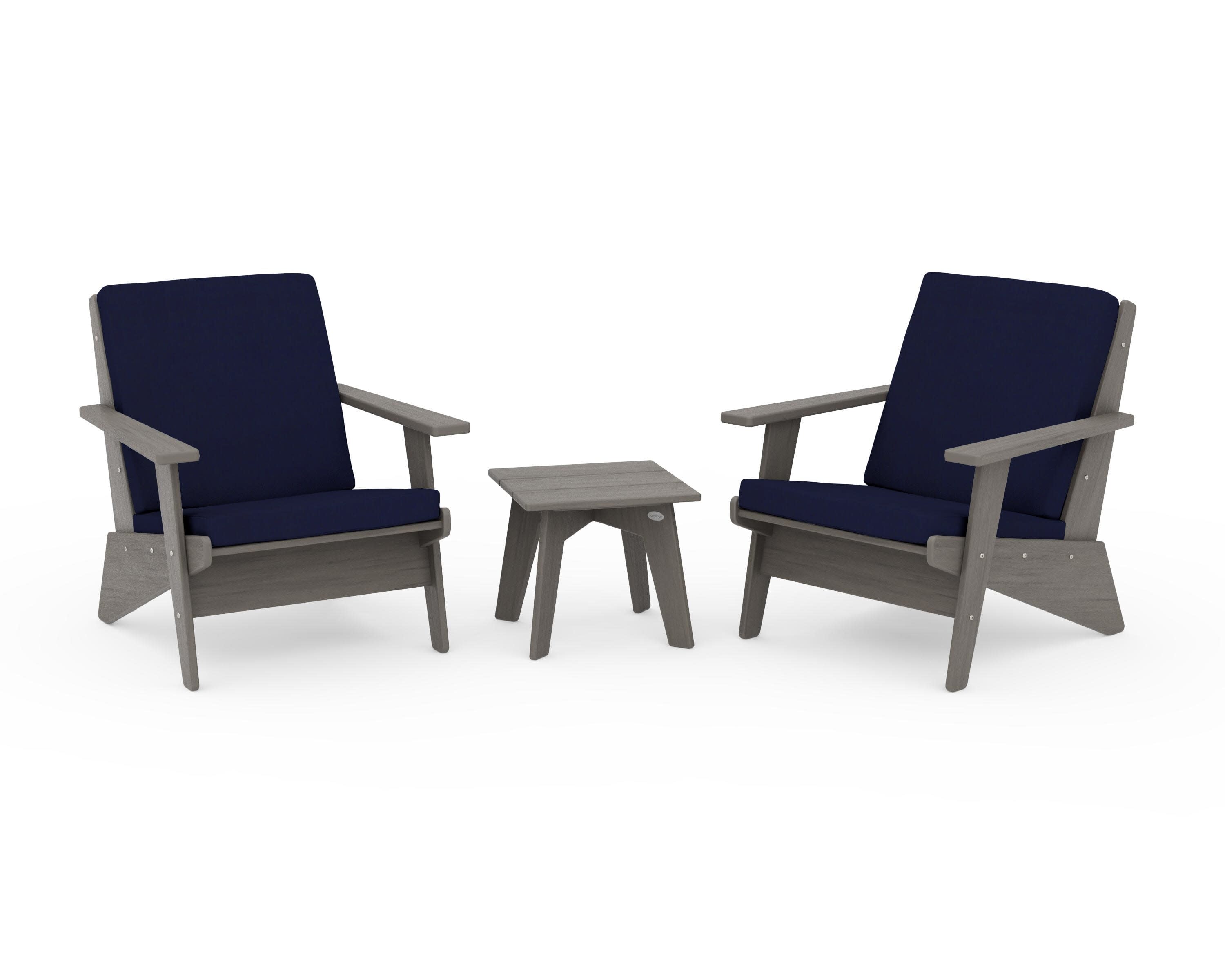 Riviera Modern Lounge 3-Piece Set in Driftwood / Navy