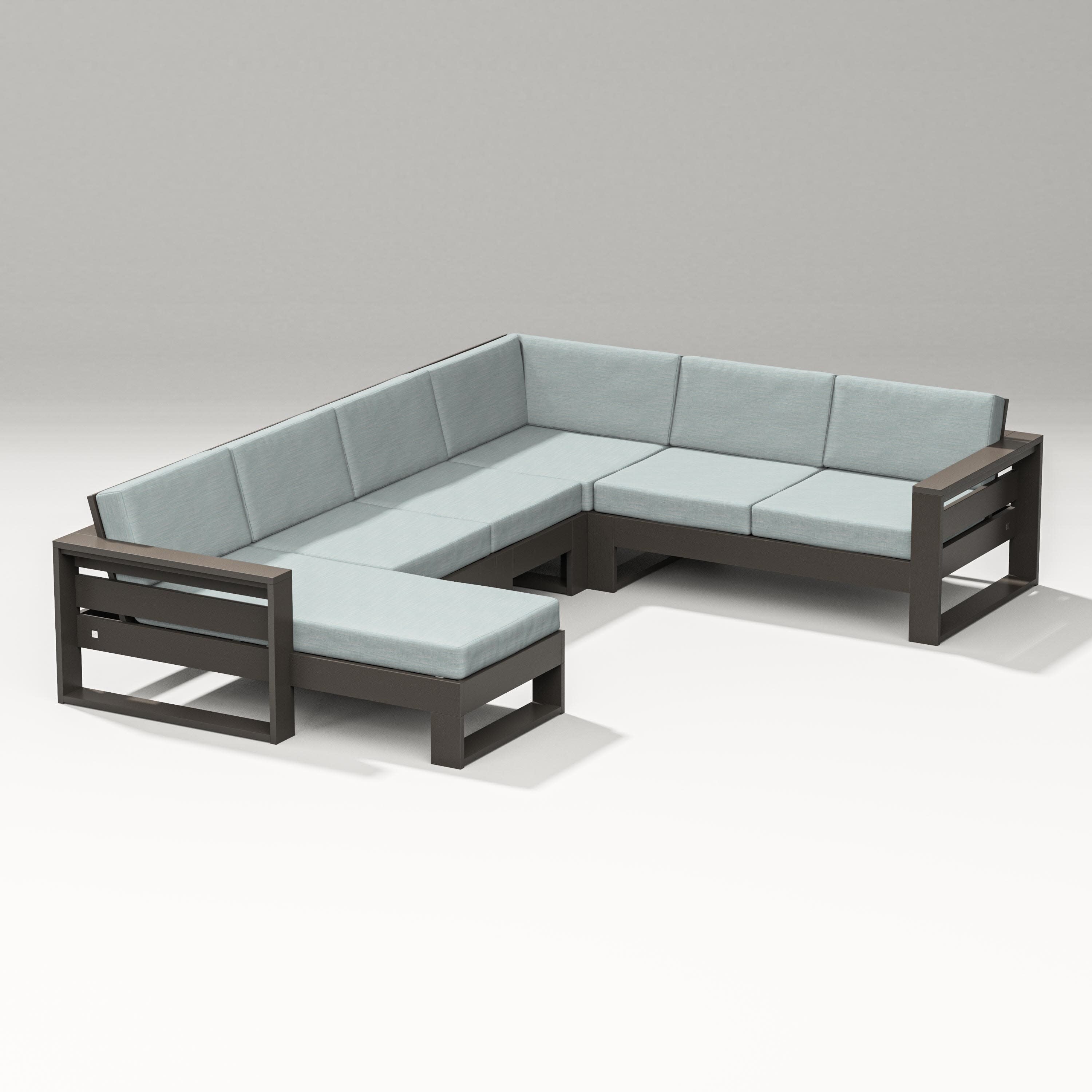 Latitude Corner Sectional with Left Chaise in Vintage Coffee / Soothe Mist