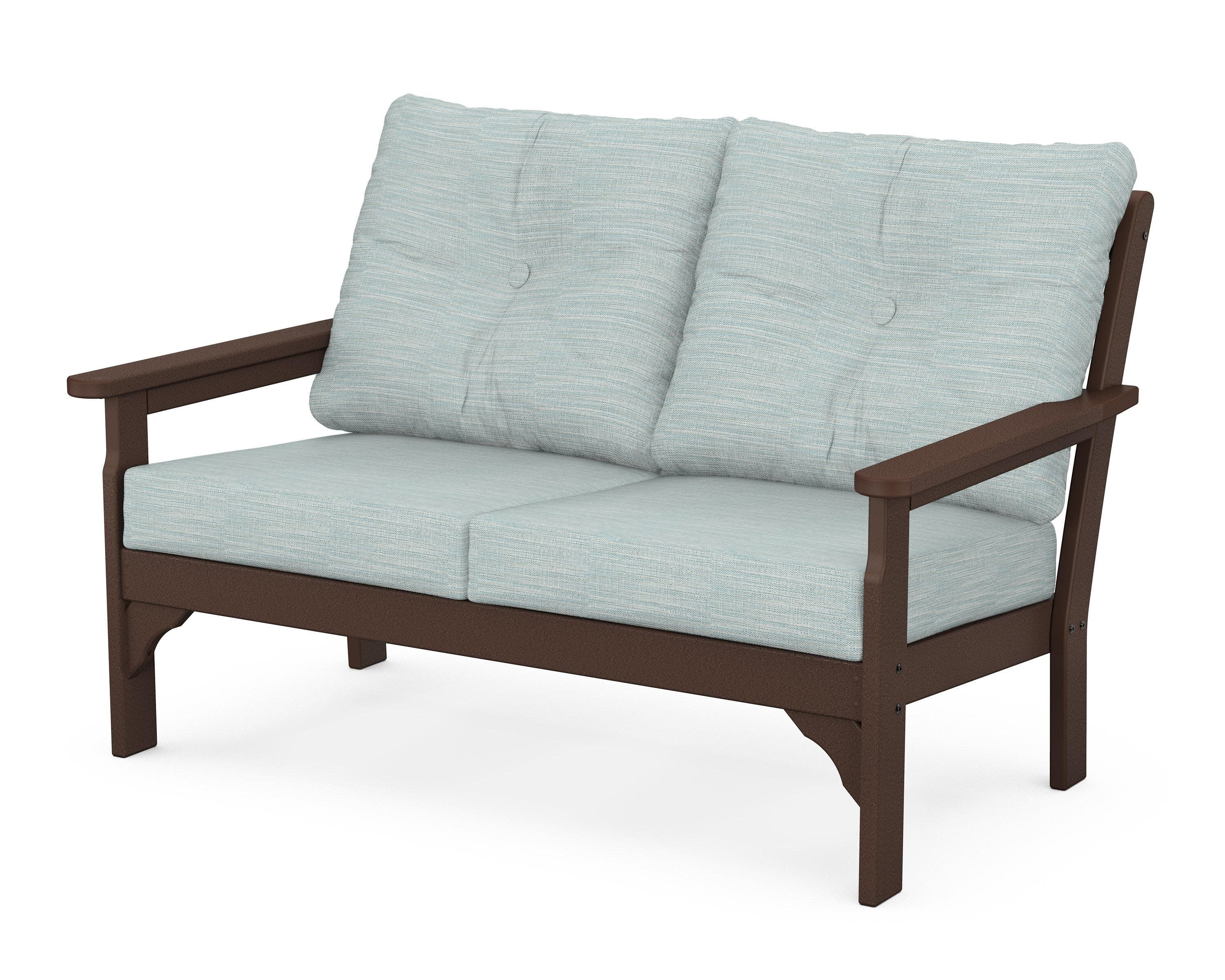 Vineyard Deep Seating Loveseat in Mahogany / Soothe Mist