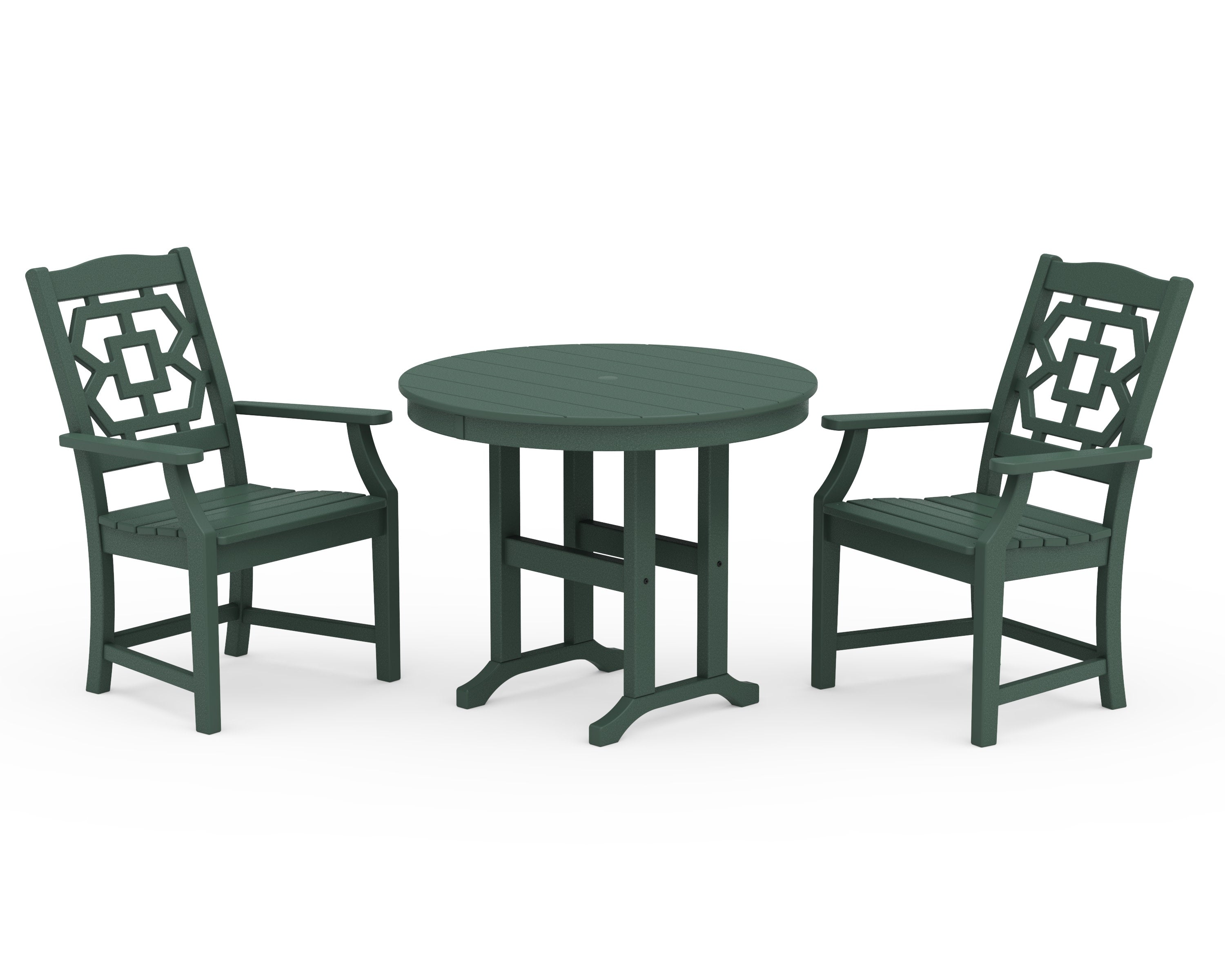 Chinoiserie 3-Piece Farmhouse Dining Set in Green