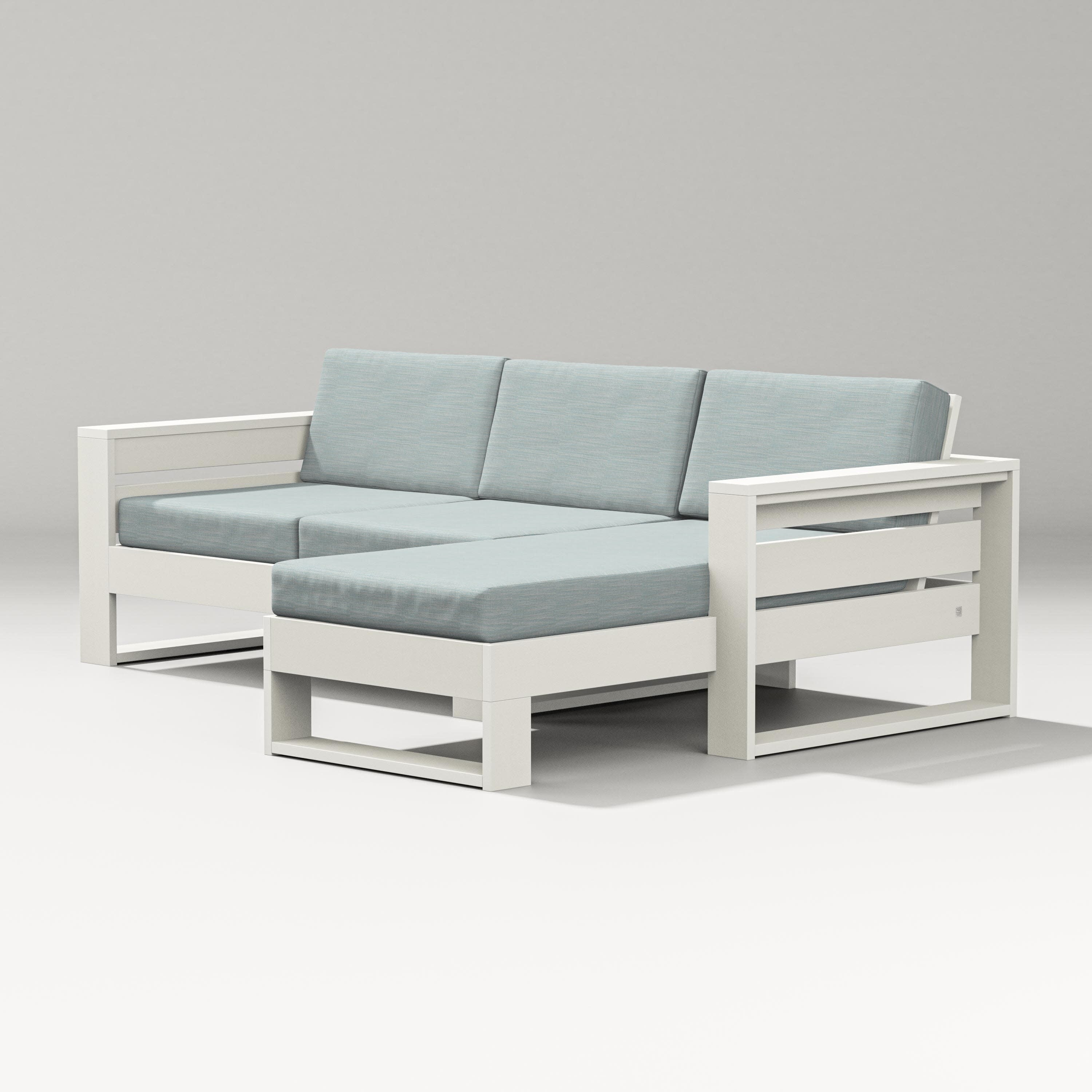 Latitude Right Chaise Sectional in Vintage White / Soothe Mist