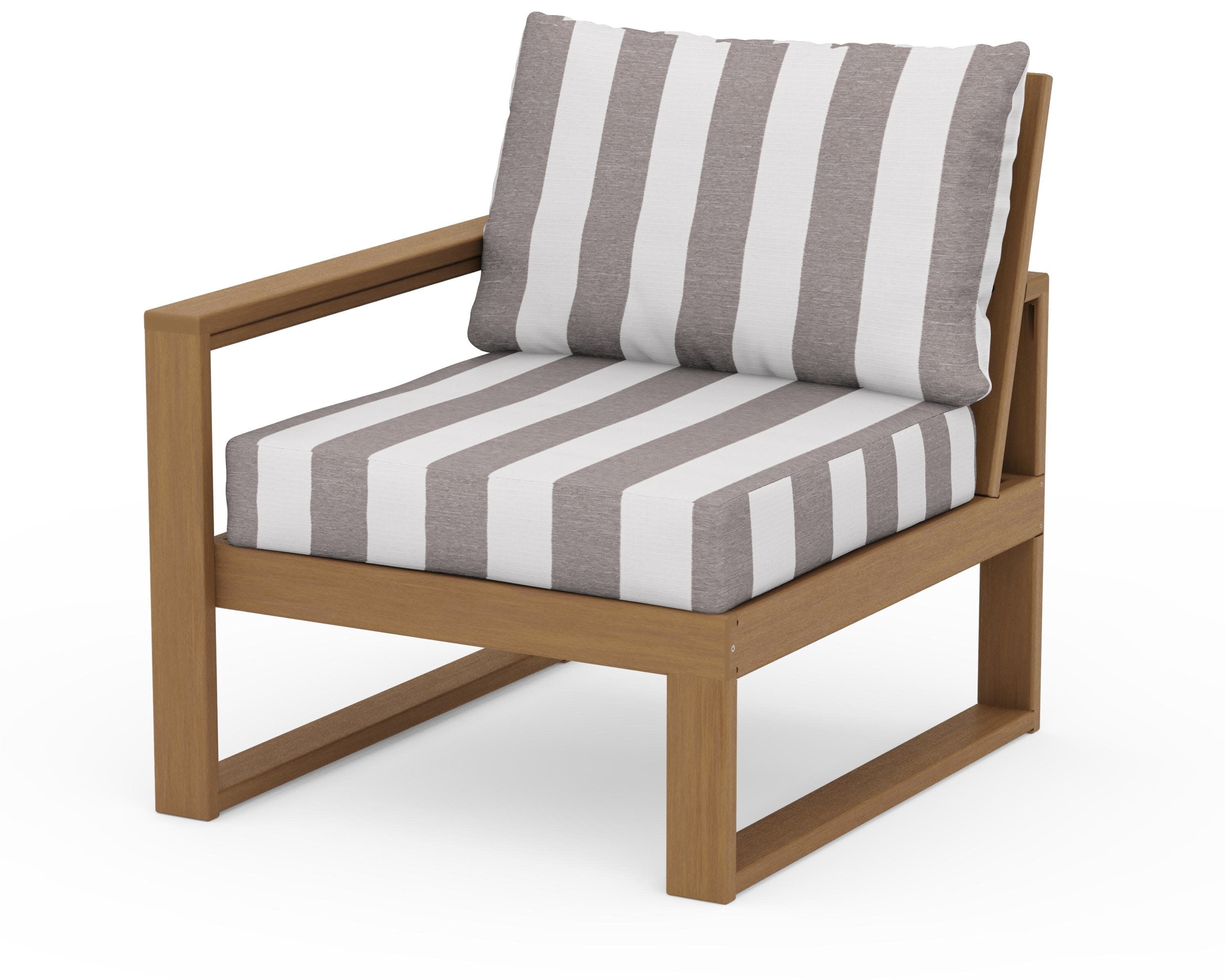 EDGE Modular Left Arm Chair in Natural / Cabana Stripe Grey Mist