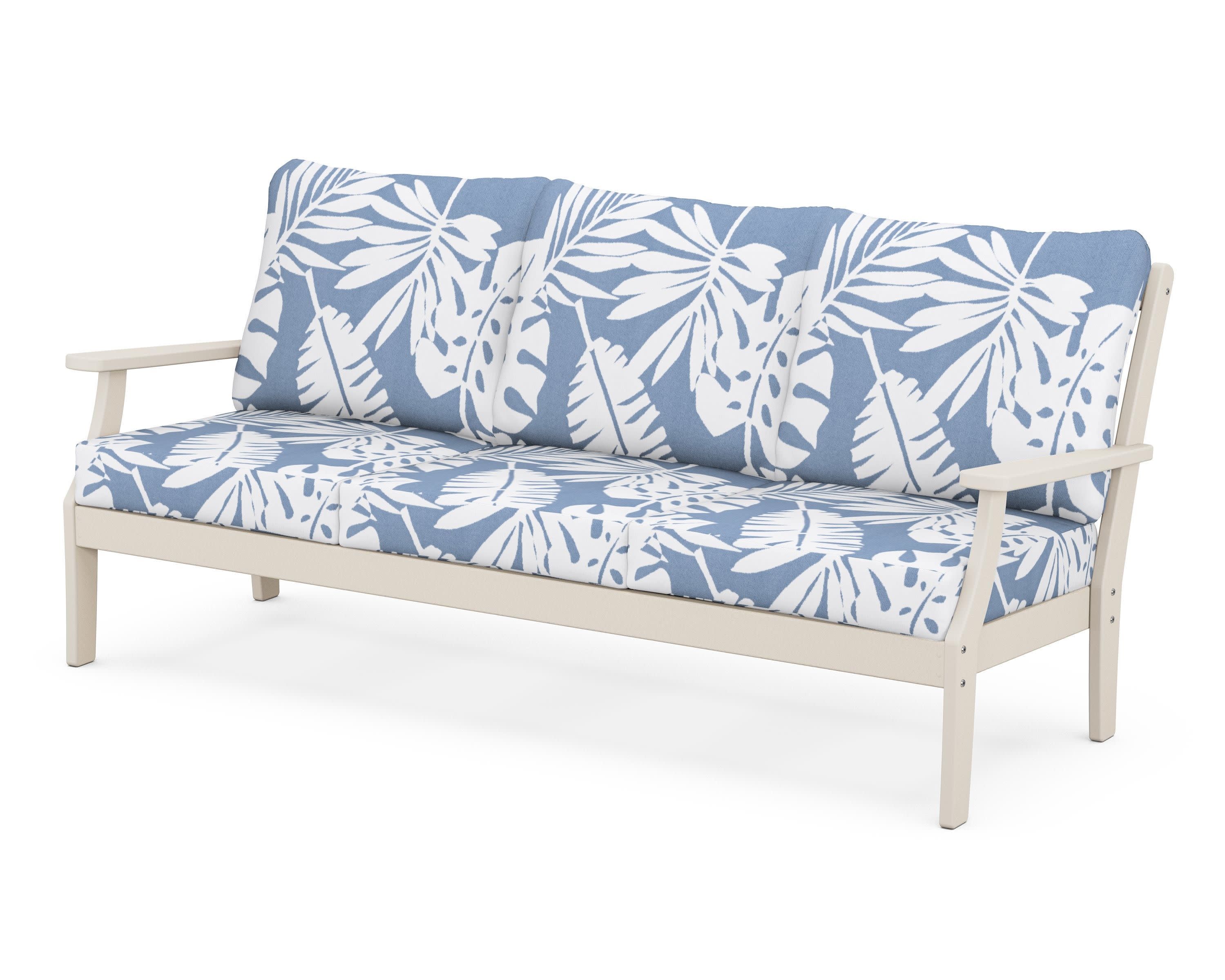 Braxton Deep Seating Sofa in Sand / Leaf Sky Blue