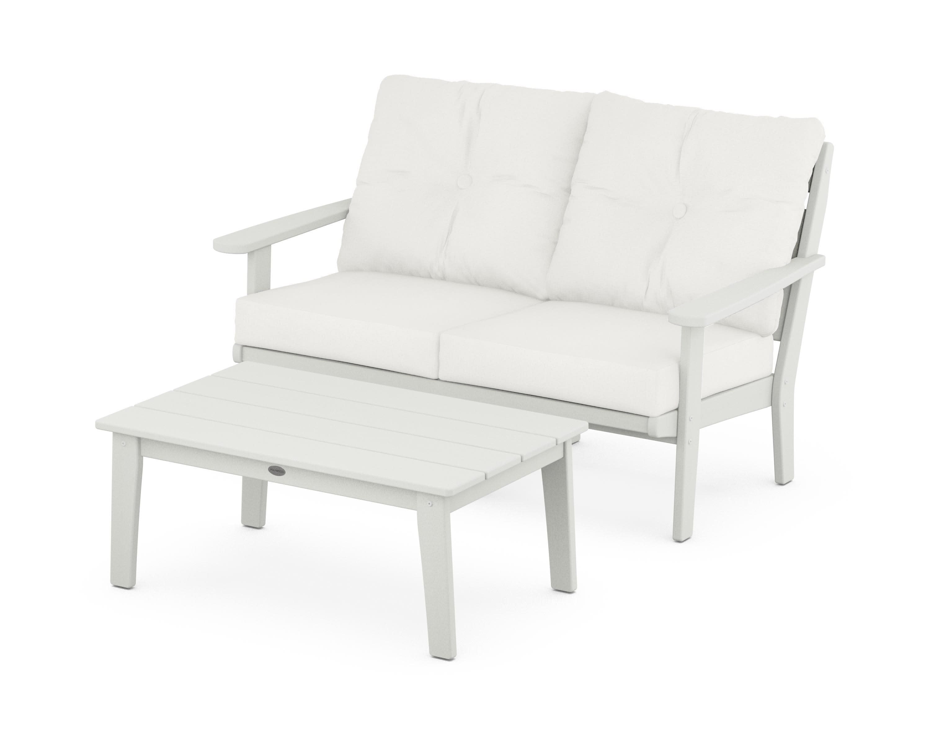 Lakeside 2-Piece Lounge Loveseat Set in Vintage White / Natural Linen