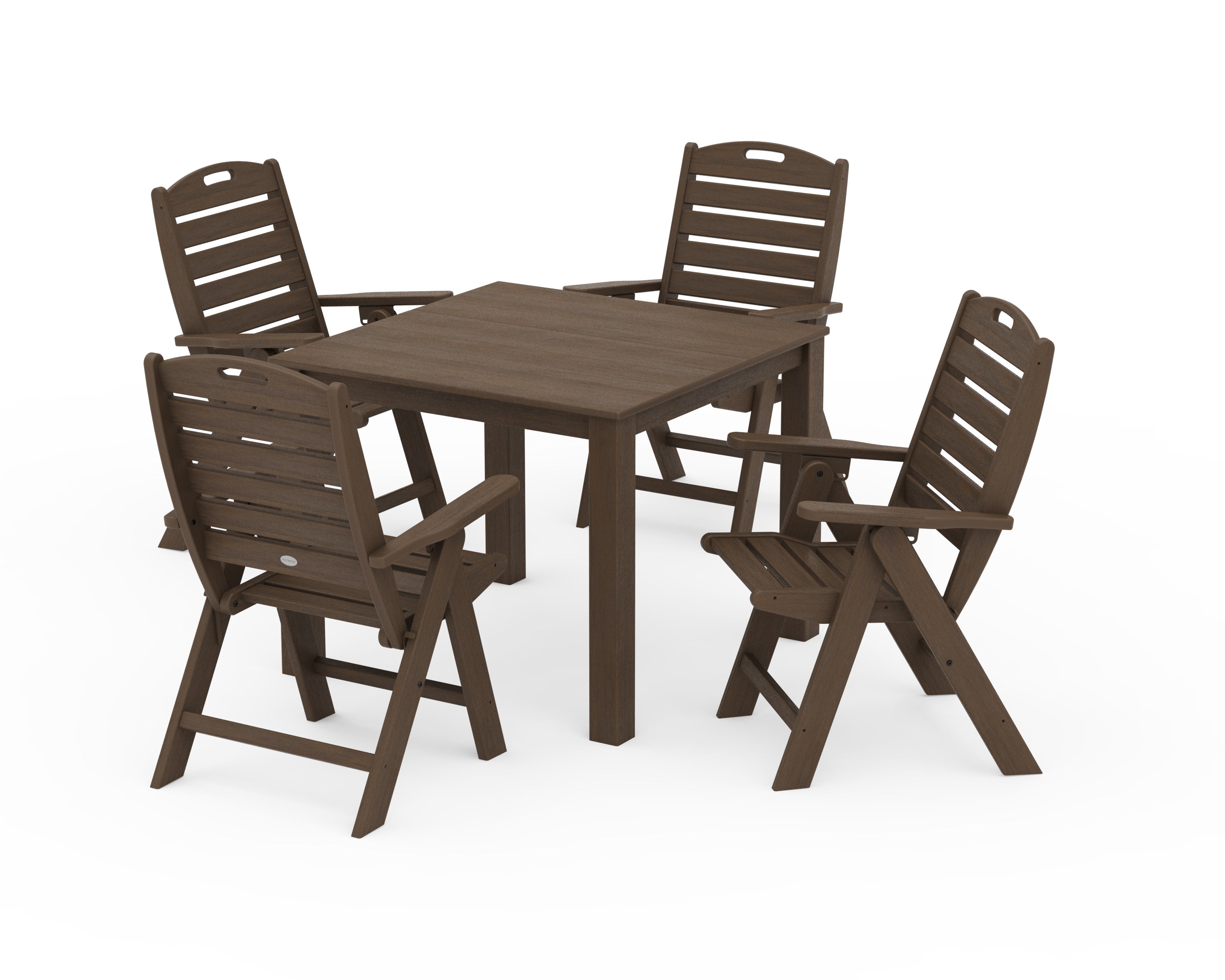 Nautical Folding Highback Chair 5-Piece Parsons Dining Set in Kona