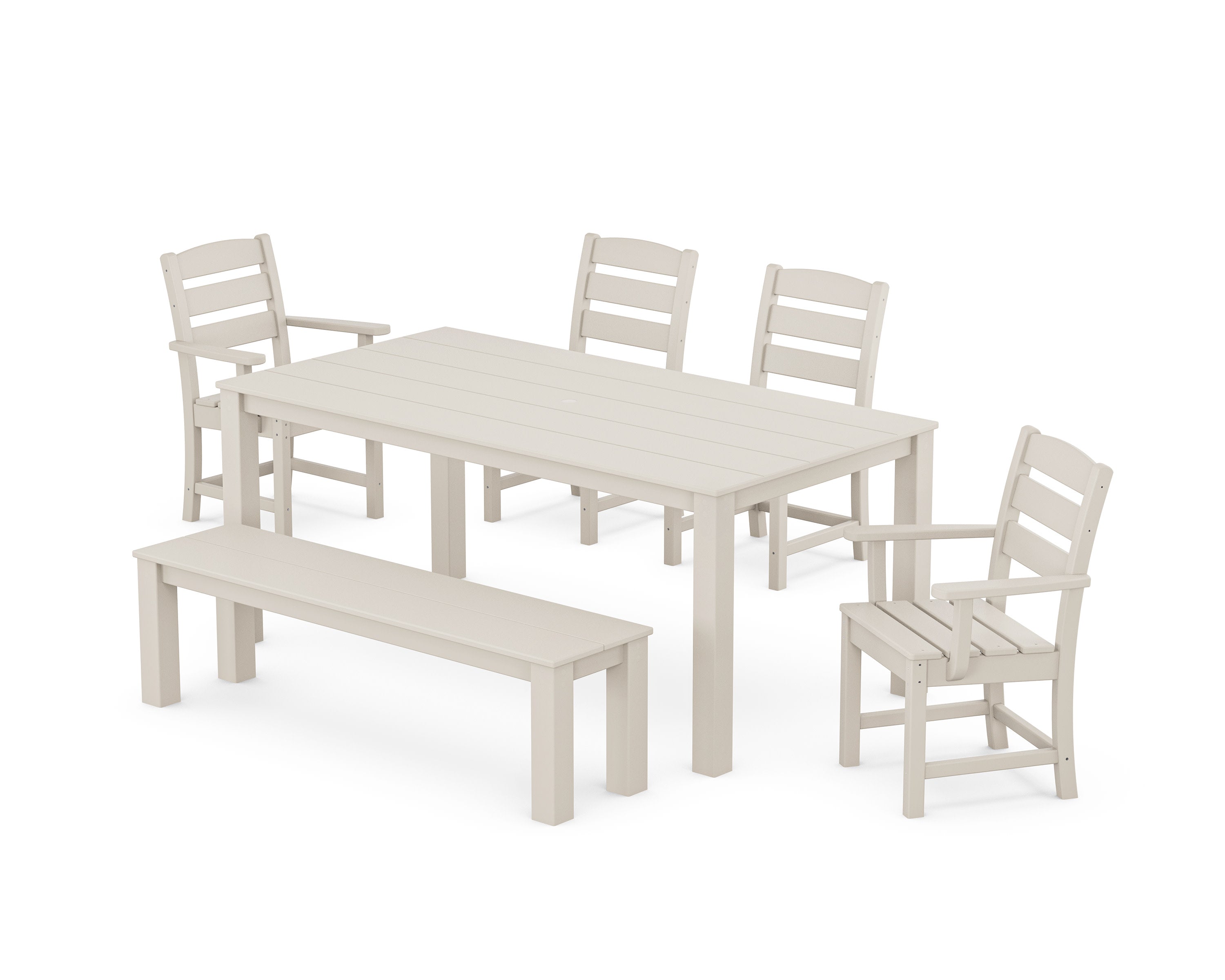 Lakeside 6-Piece Parsons Dining Set with Bench in Sand