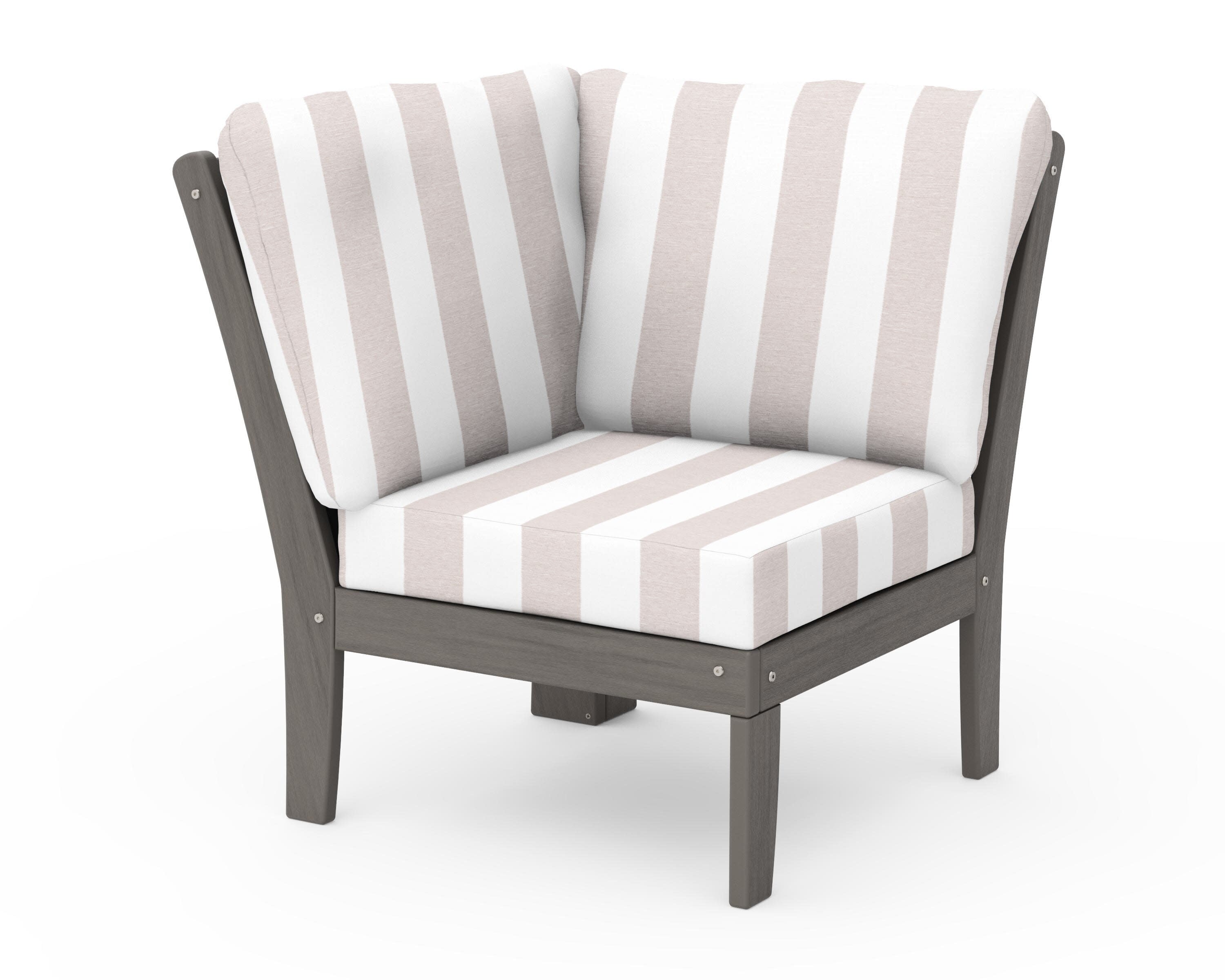 Braxton Modular Corner Chair in Driftwood / Cabana Stripe Dune Burlap